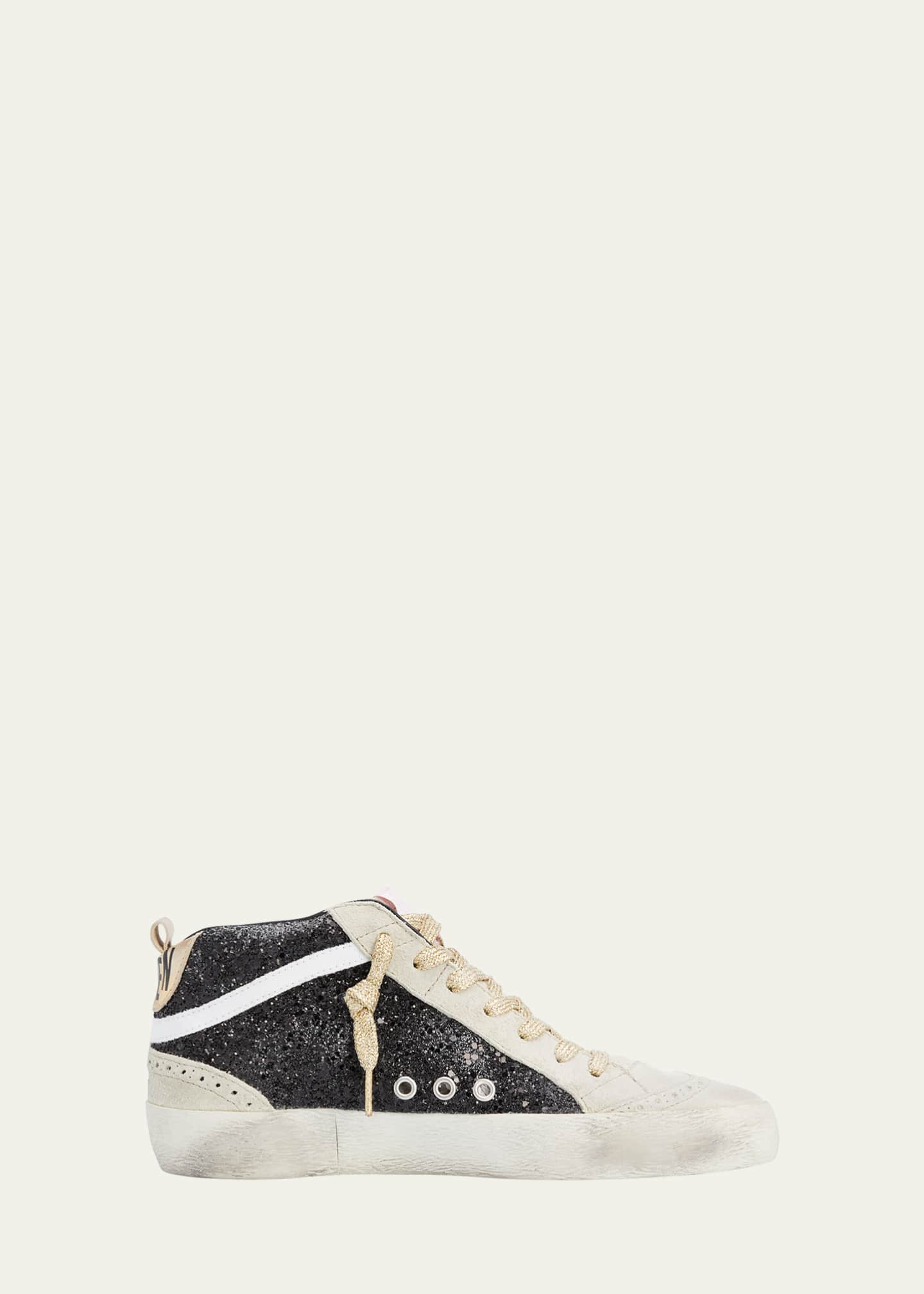 Golden Goose Mid Star Glitter Wing-Tip Sneakers - Bergdorf Goodman