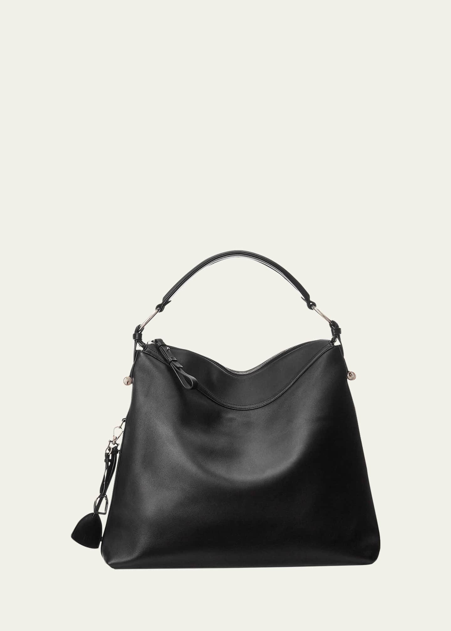 BLACK Medium Hobo Bag Black Soft Leather Hobo Bag Leather 