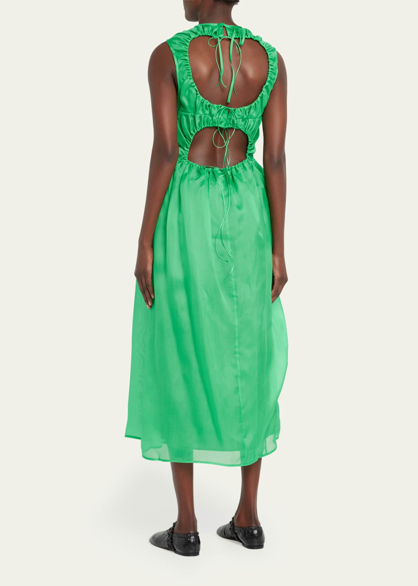 Cecilie Bahnsen Gathered Organza Open-Back Midi Dress - Bergdorf