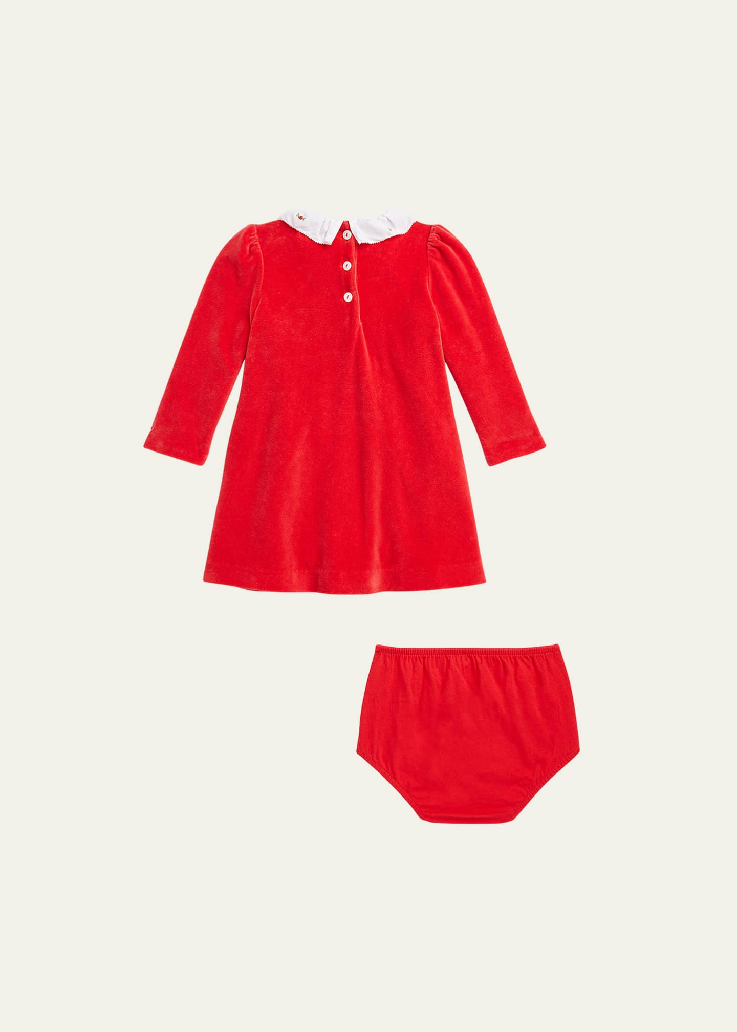 Ralph Lauren Childrenswear Girl's Embroidered Smocked Velour Dress W