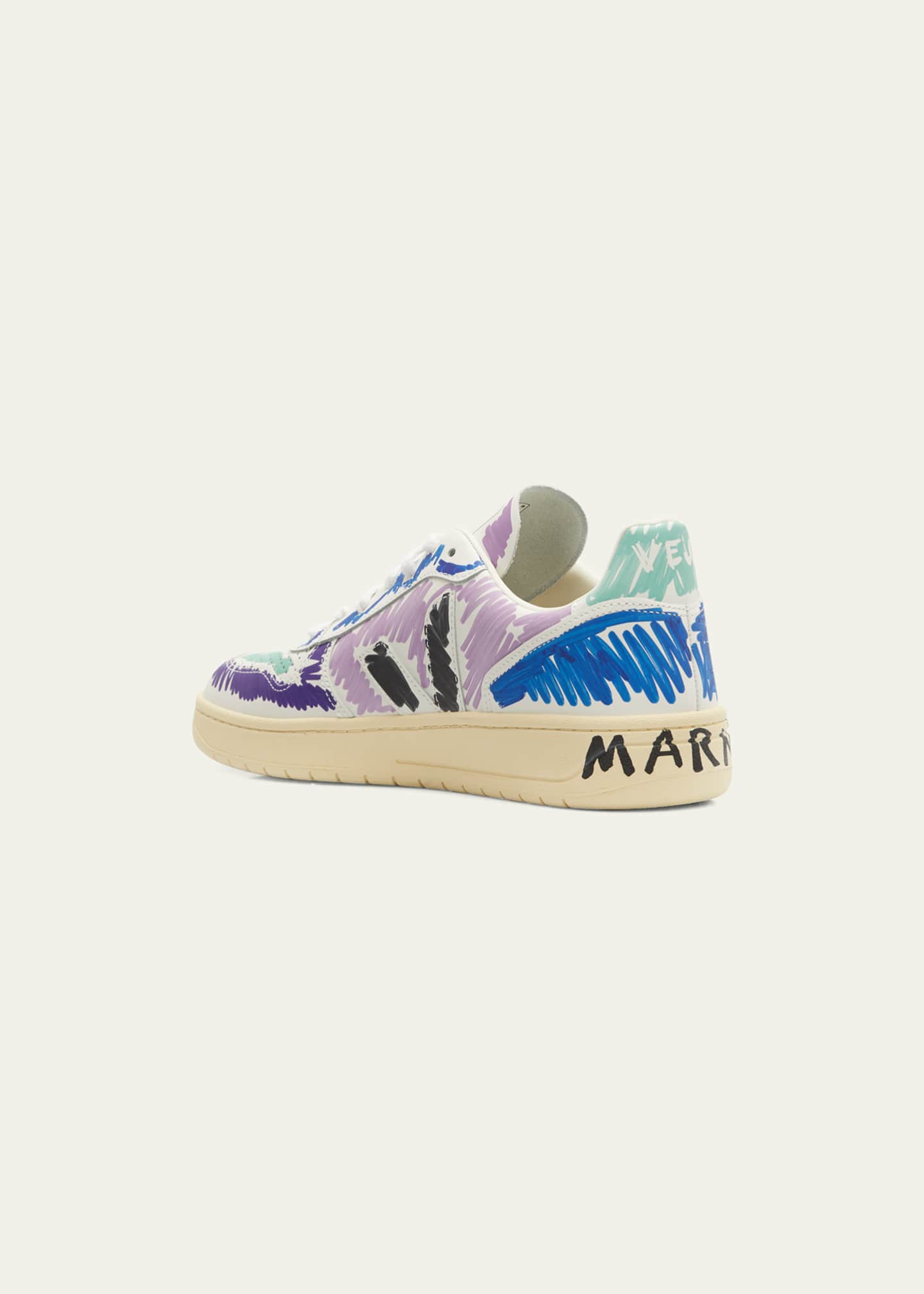 Marni x Veja Men's V10 Scribble Leather LowTop Sneakers Bergdorf Goodman