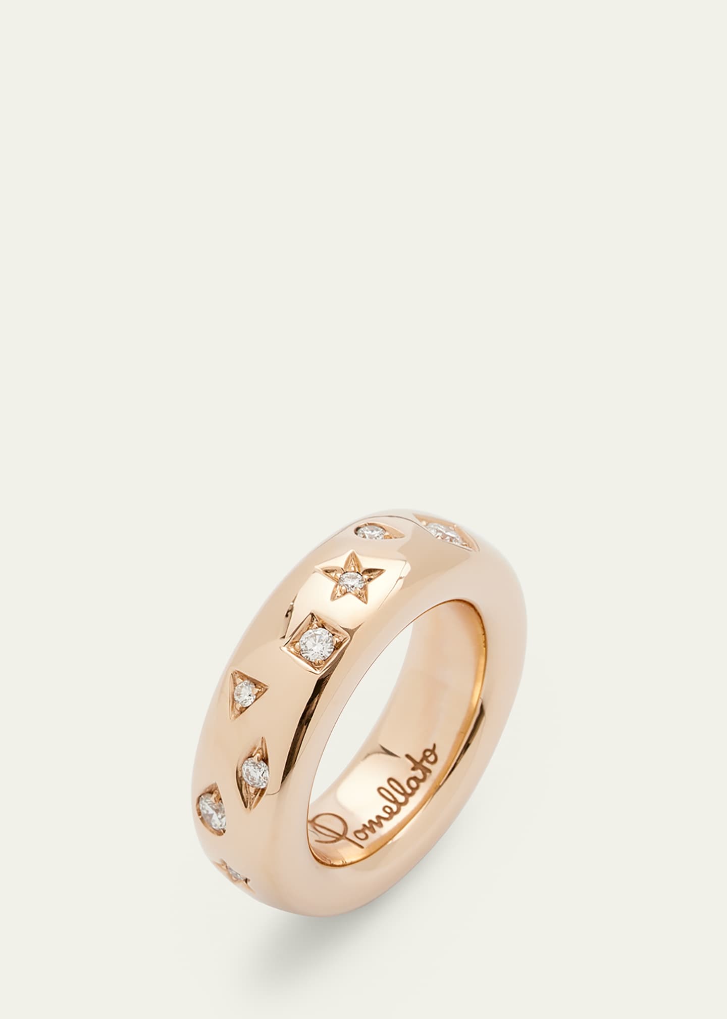 Pomellato Iconica 18K Rose Gold Medium Band Ring with Diamonds Image 3 of 5