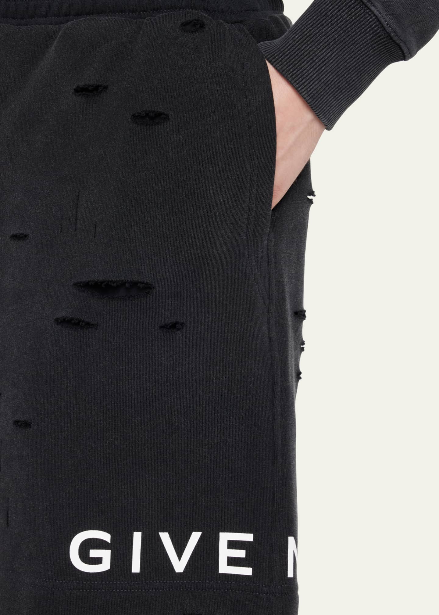 Givenchy Men s Destroyed Logo Sweat Shorts