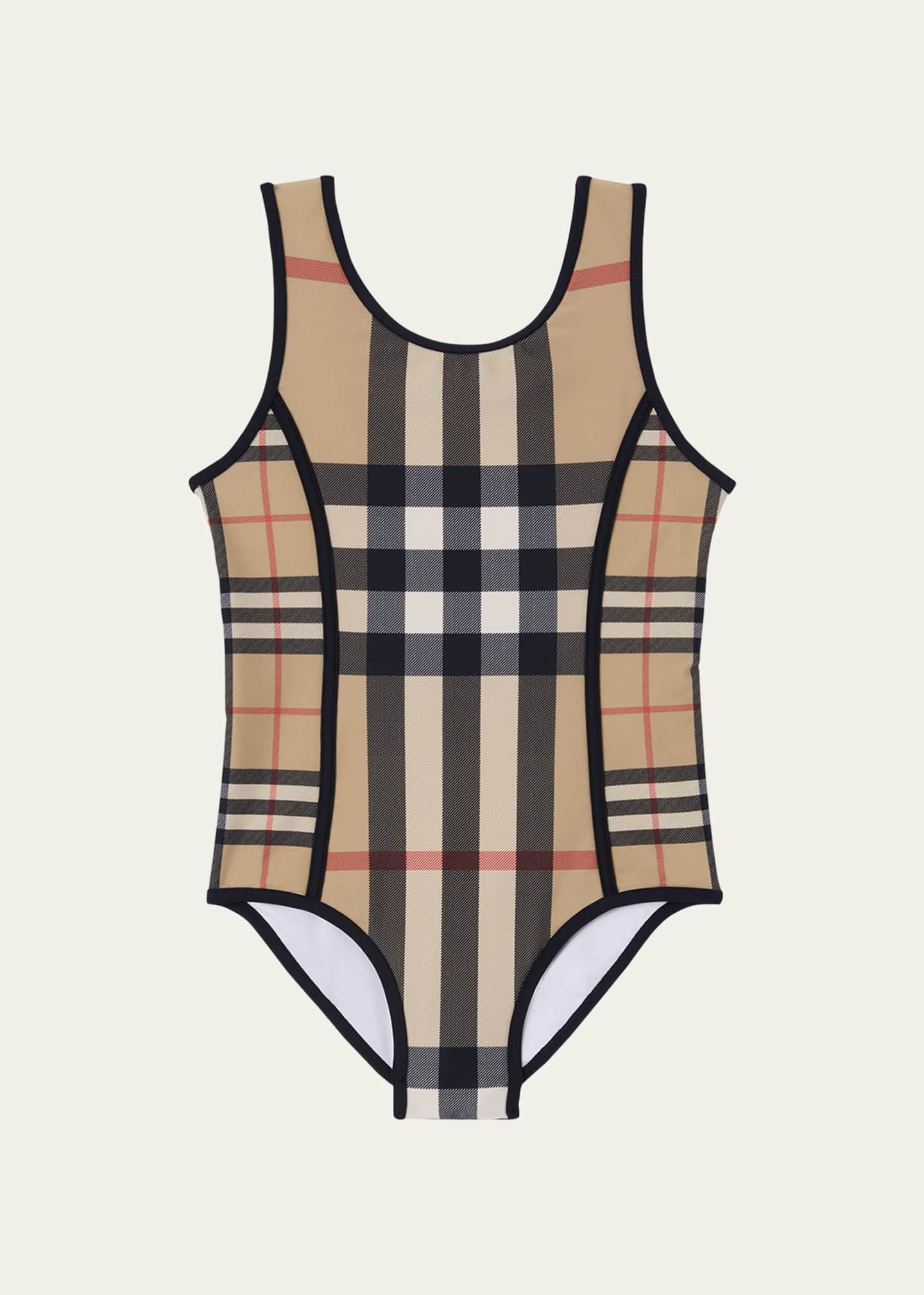 Burberry Girl's Nigella Mixed Check Swimsuit, Size 314 Bergdorf Goodman