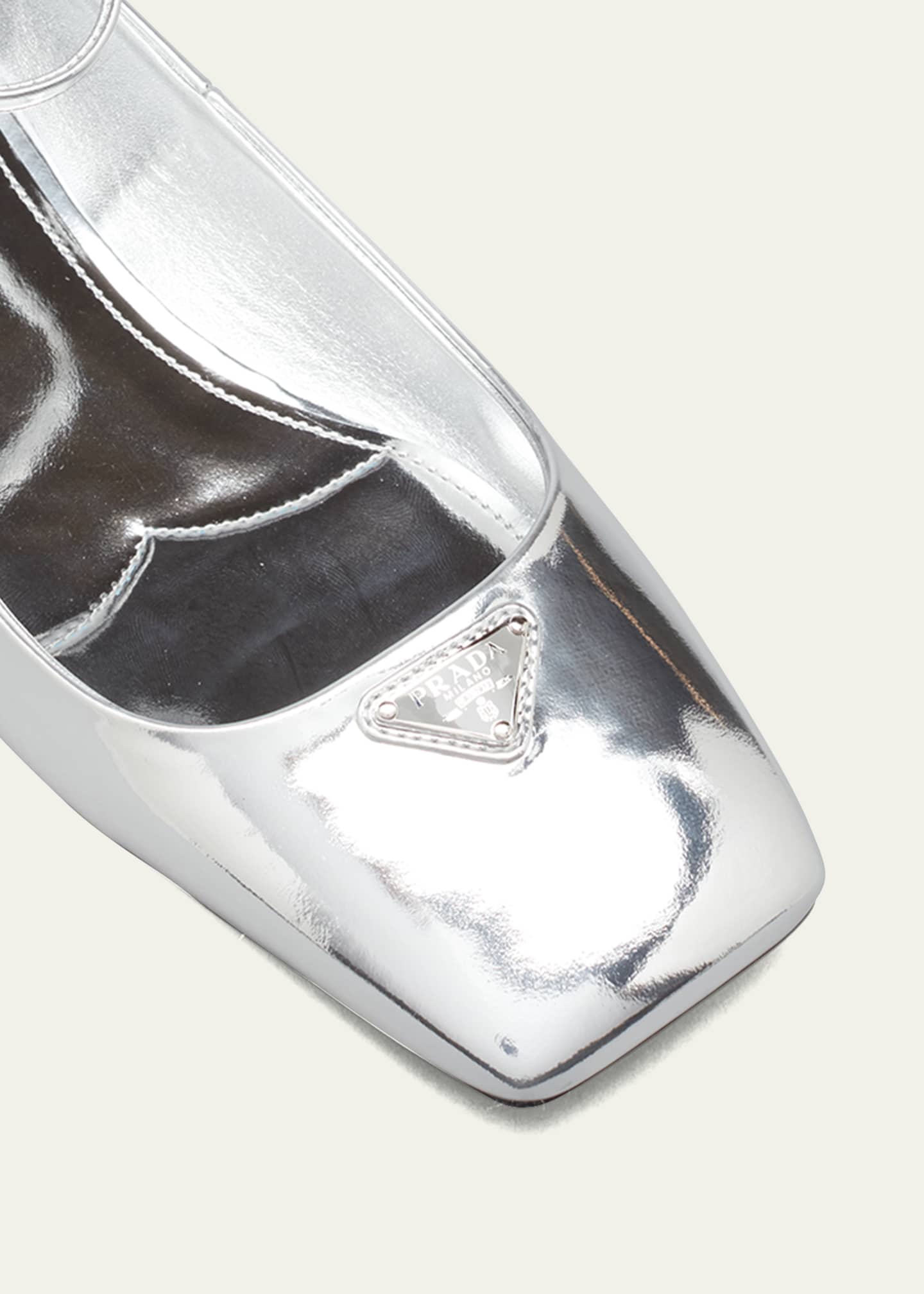 Prada Metallic Ankle-Strap Ballerina Flats - Bergdorf Goodman