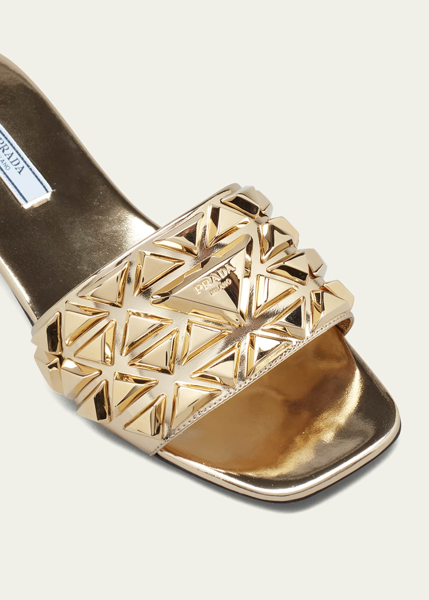Prada Ciabatte Metallic Stud Flat Sandals Bergdorf Goodman