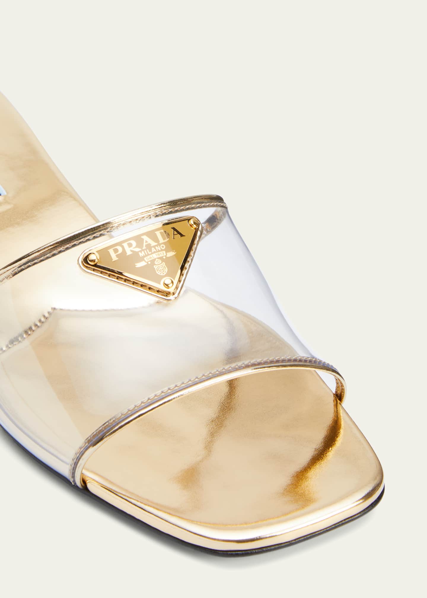 Prada gold flat sandals deals