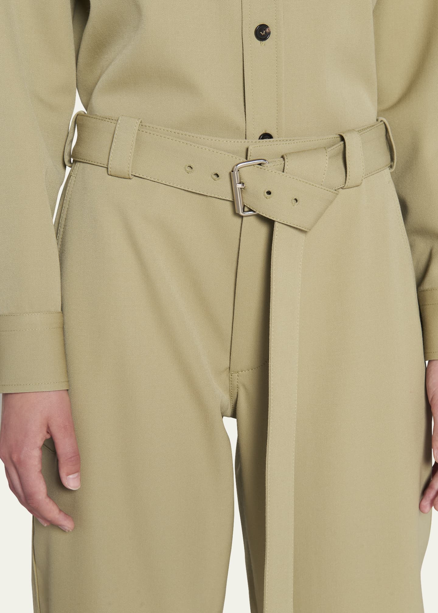 Bottega Veneta Grain de Poudre Stretch Belted Trousers - Bergdorf