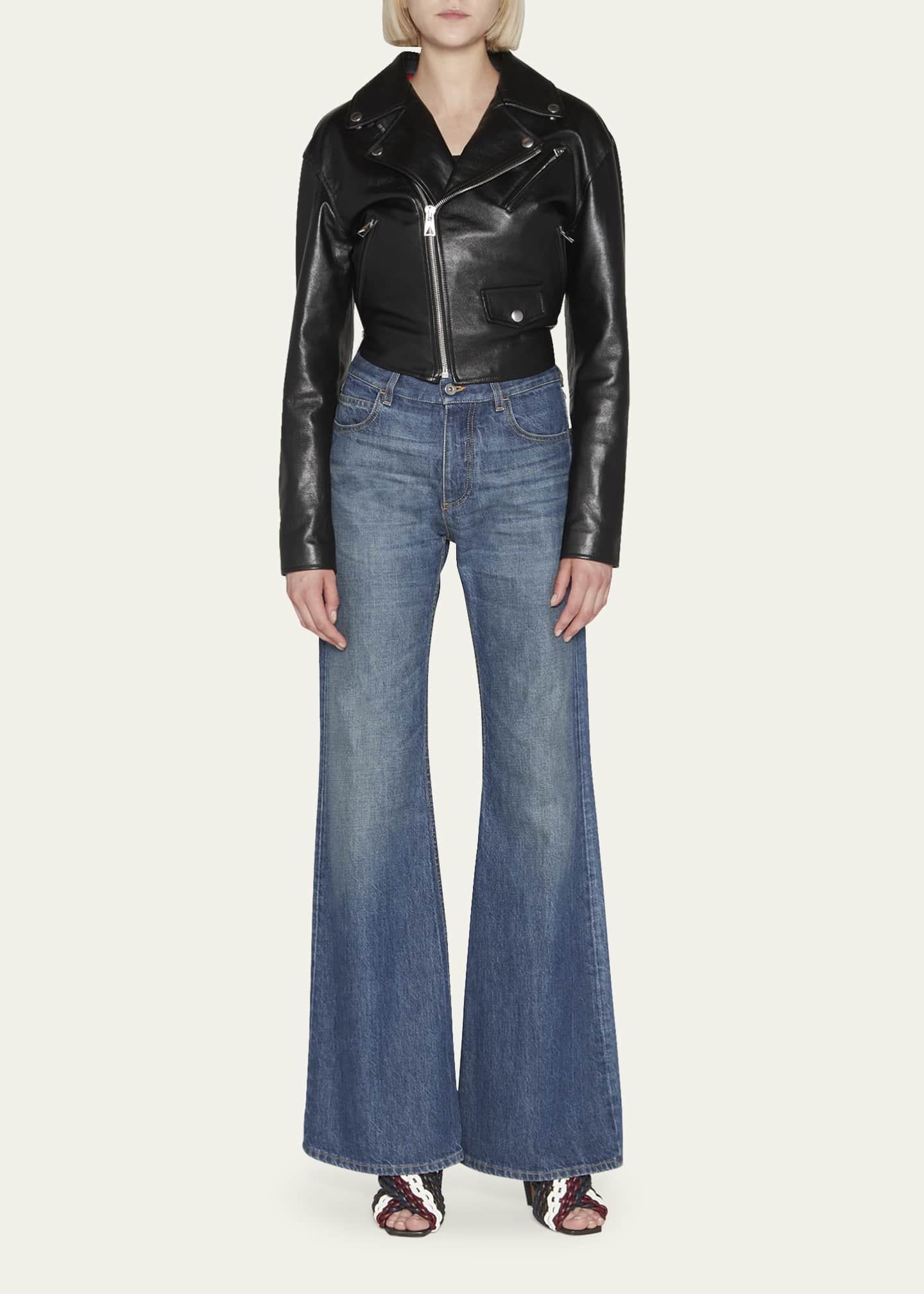 Bottega Veneta Leather Fitted Biker Jacket