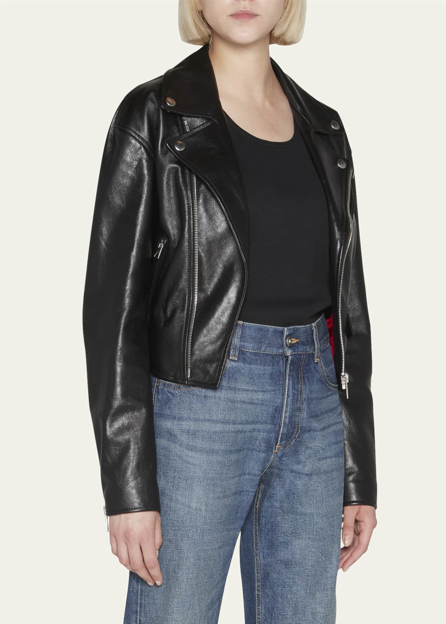 Bottega veneta best sale women's leather jacket