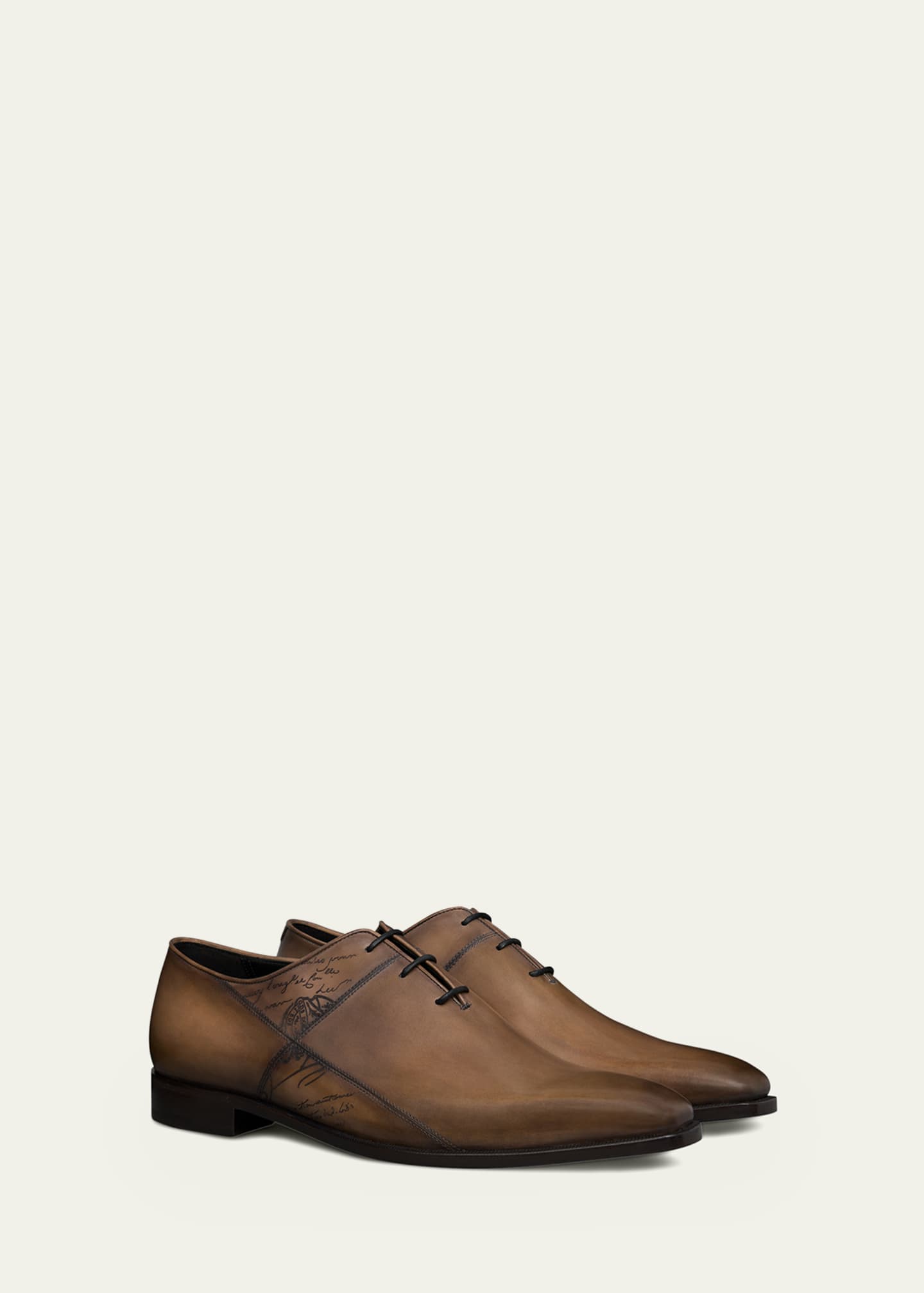 Berluti Men's Alessandro Scritto Leather Oxfords - Bergdorf Goodman