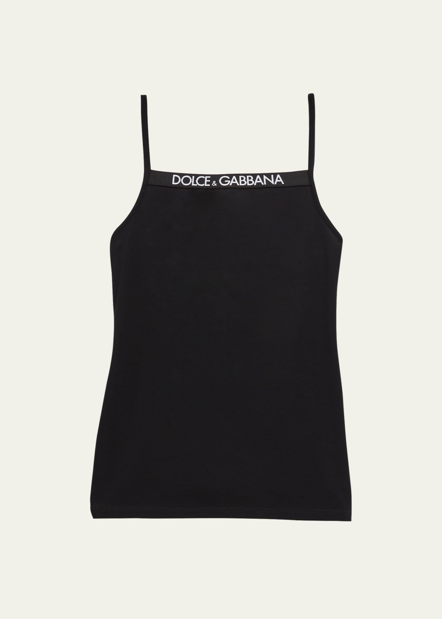 Dolce&Gabbana Girl's Logo-Print Trim Tank Top, Size 4-12 Image 1 of 3