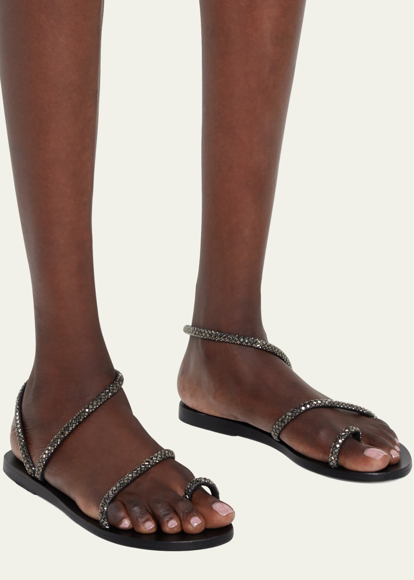 Greek Sandals Apli Crystal Toe-Ring Sandals - Goodman