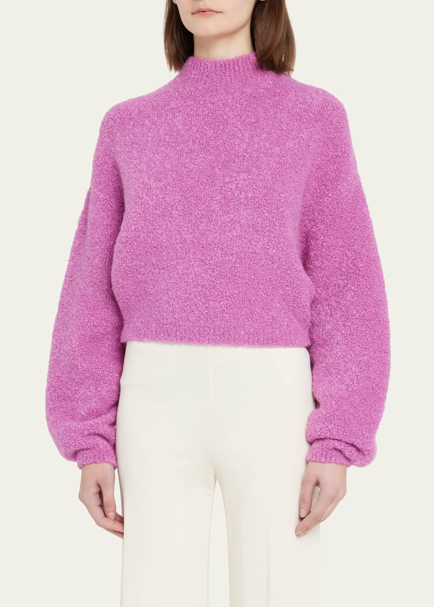 LAPOINTE Cropped Boucle Sweater Image 4 of 5