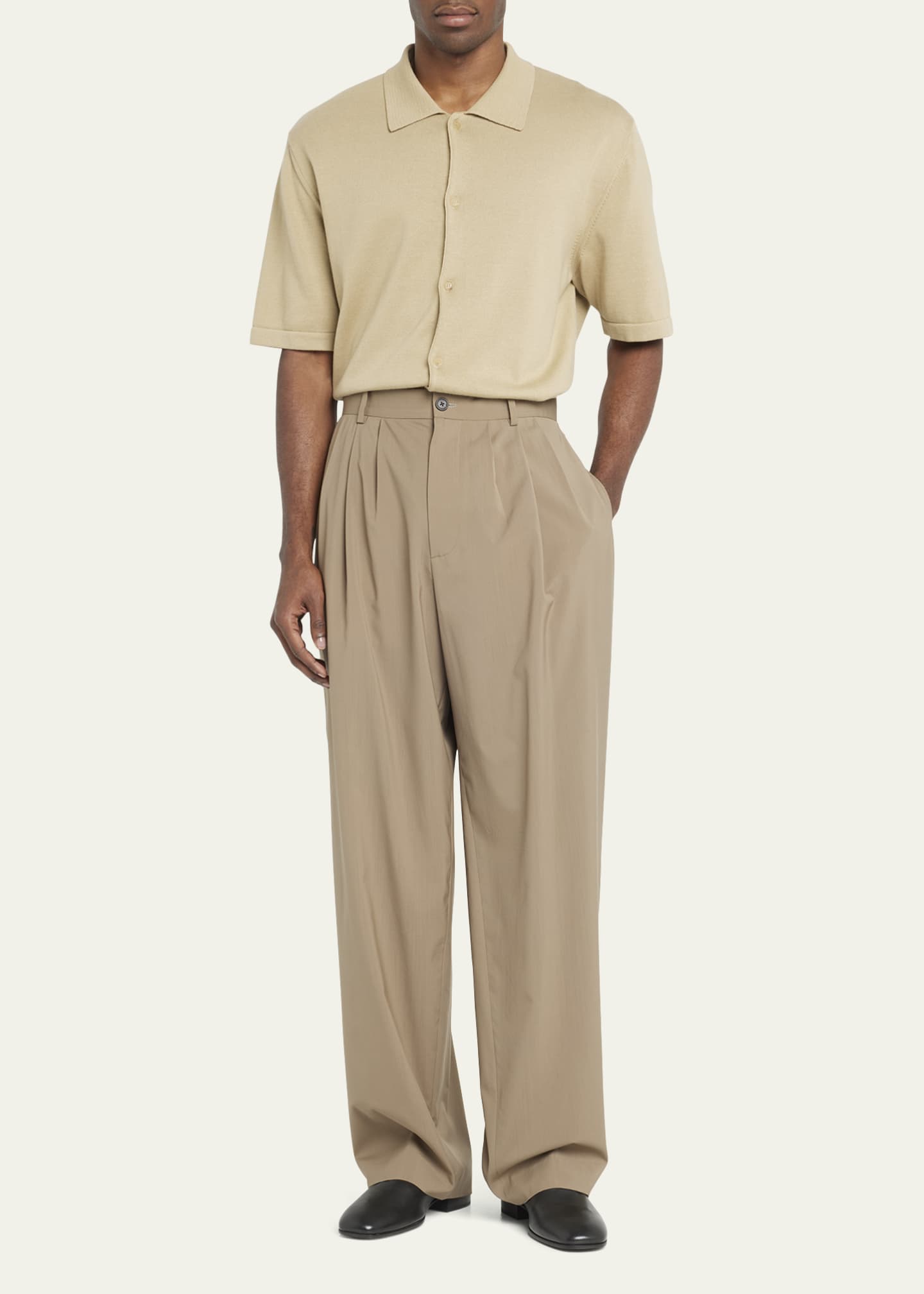 Men's triple pleated trousers clearance