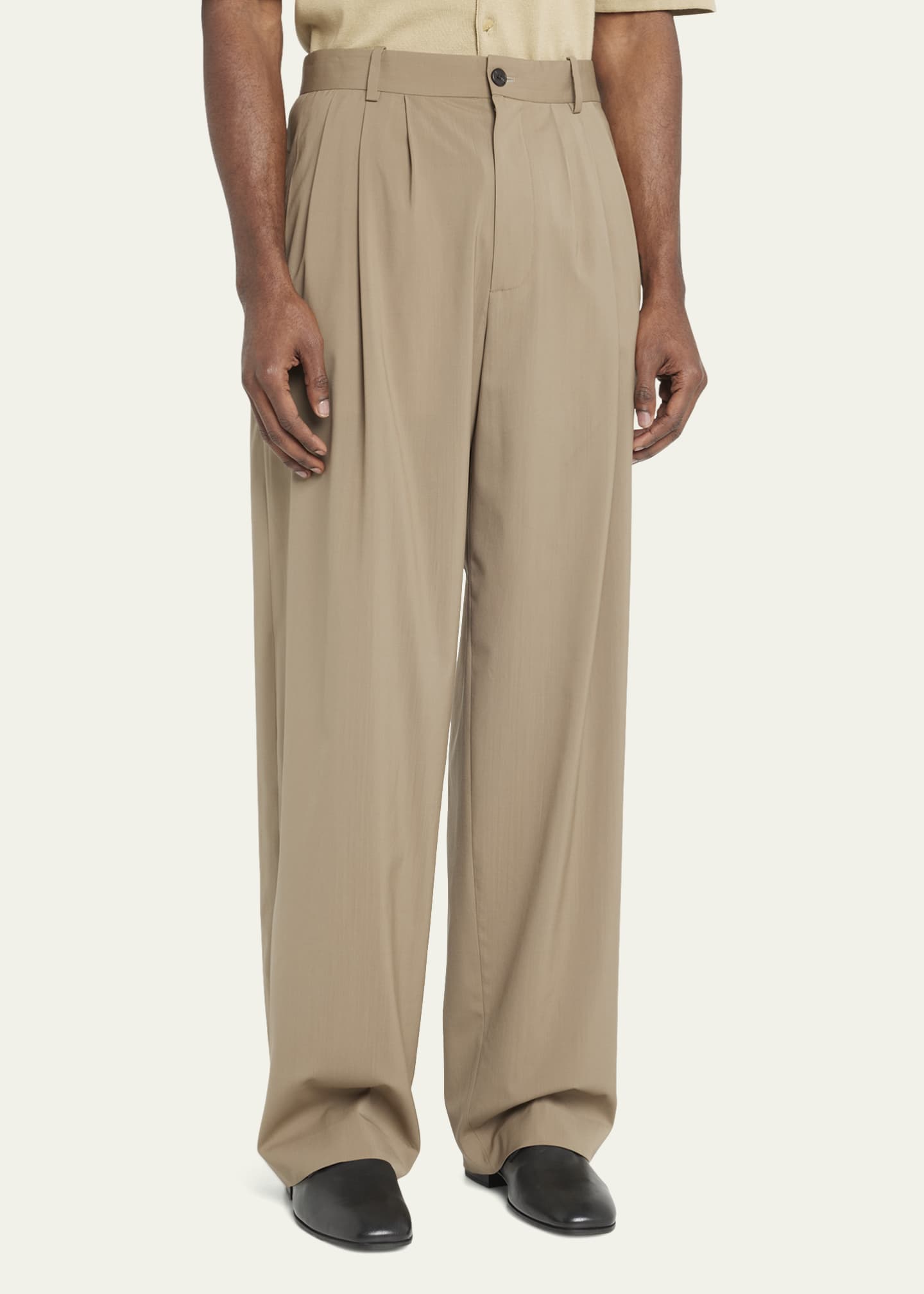 Men's triple pleated trousers outlet