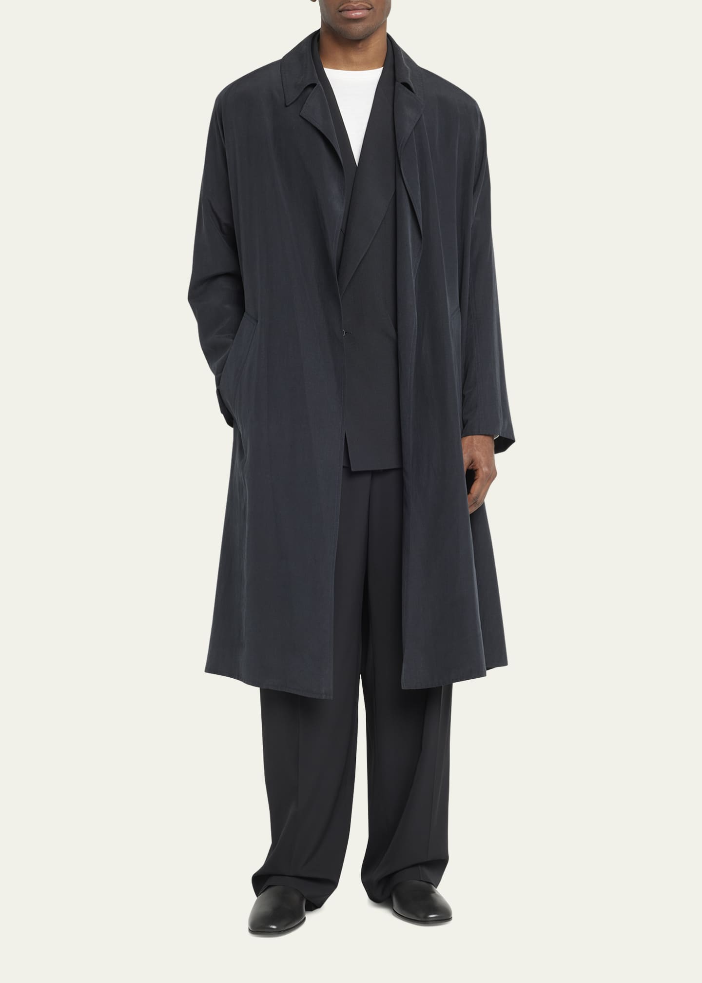 THE ROW Men's Emilio Silk-Linen Overcoat - Bergdorf Goodman