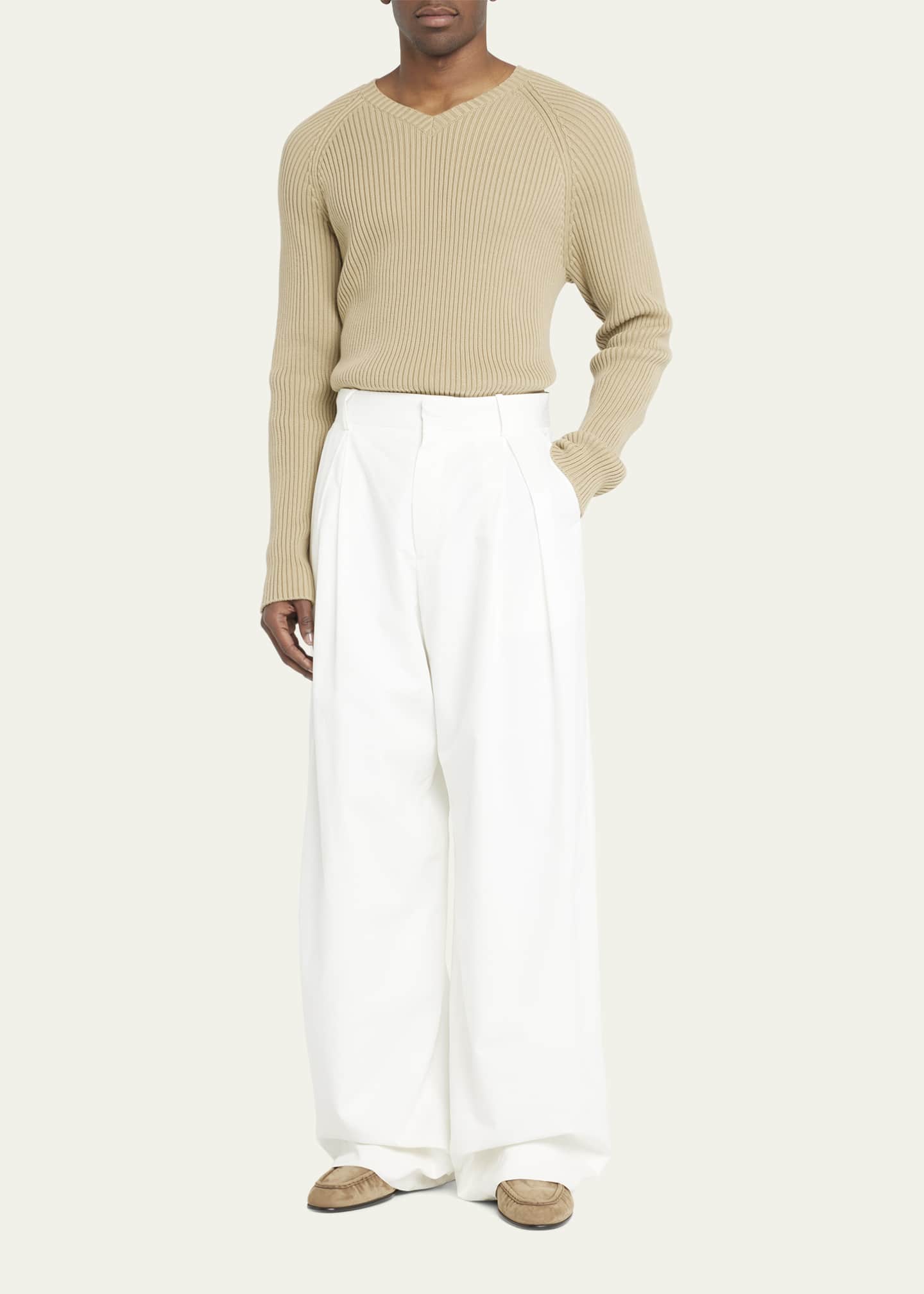 THE ROW Men's Tomas Ribbed VNeck Sweater Bergdorf Goodman