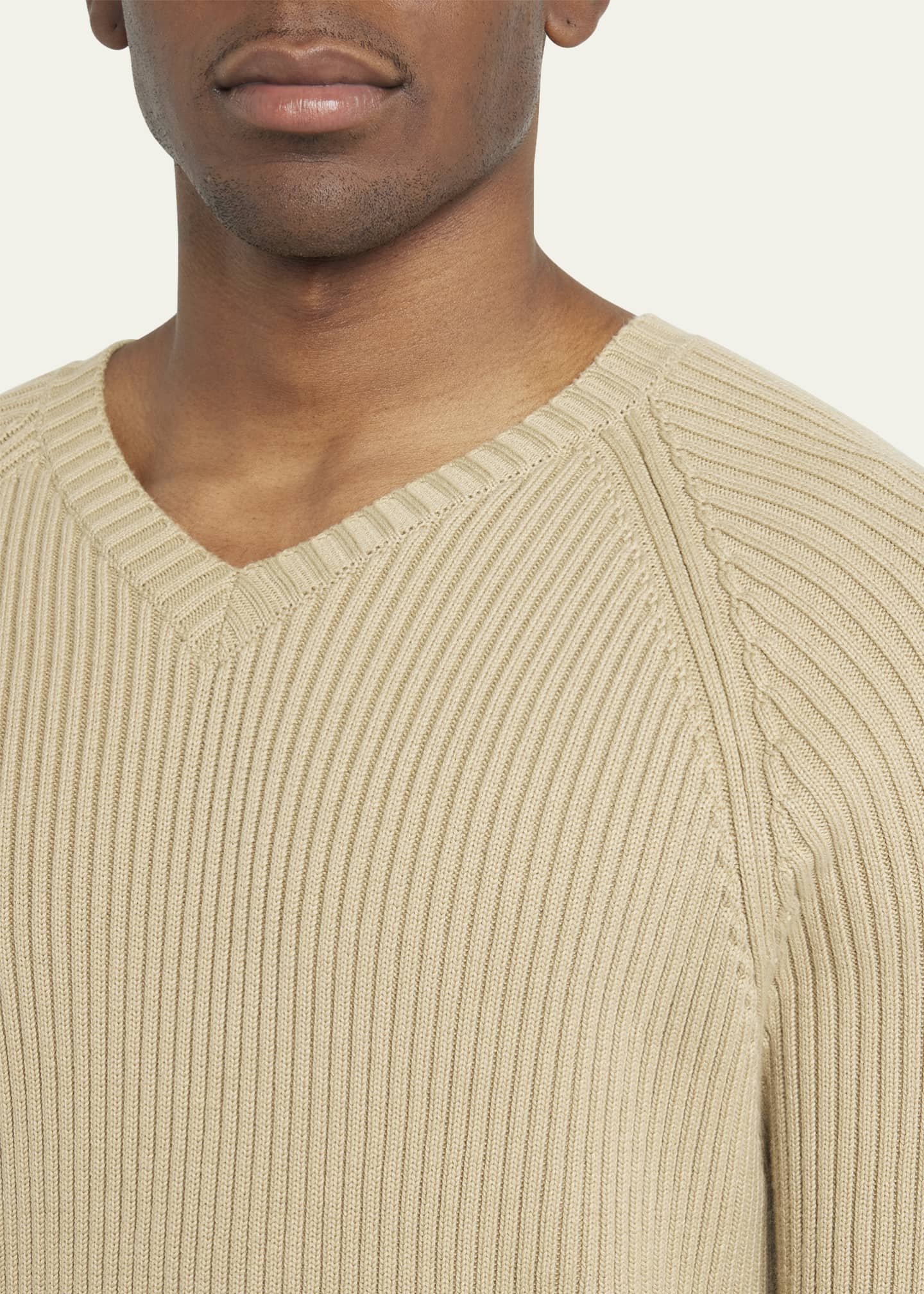 THE ROW Men's Tomas Ribbed VNeck Sweater Bergdorf Goodman