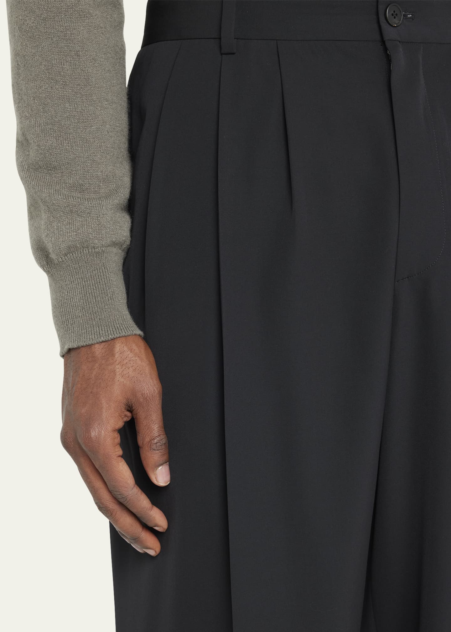 Triple pleated men's pants on sale