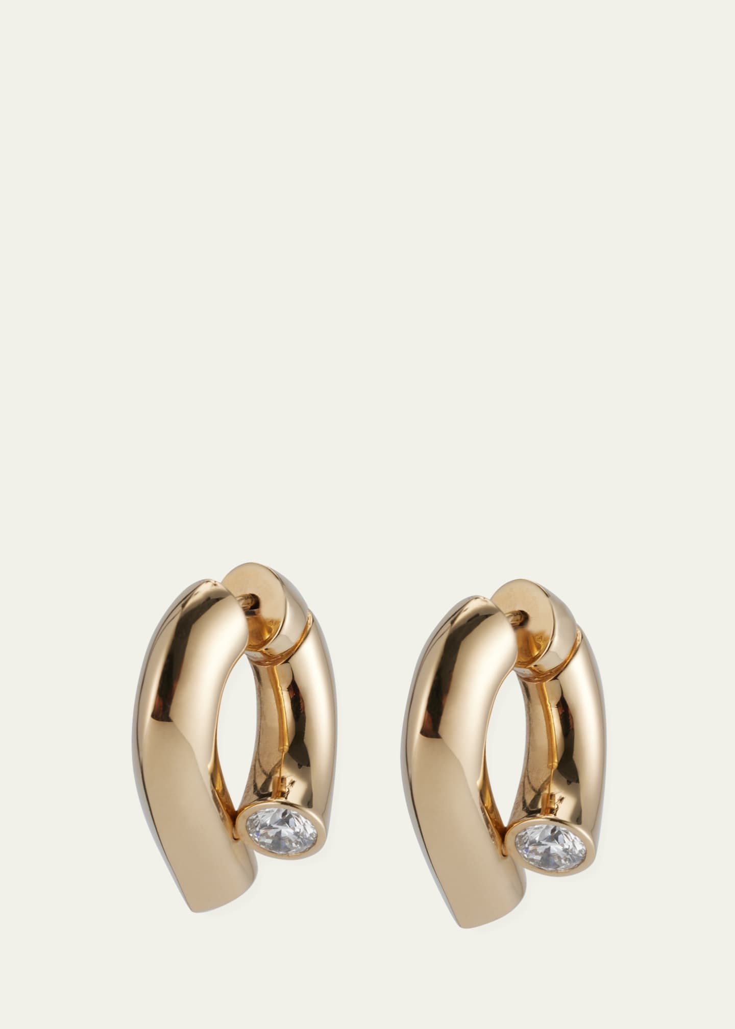 18k Fairmined Yellow Gold Oera Hoop Earrings with Diamond