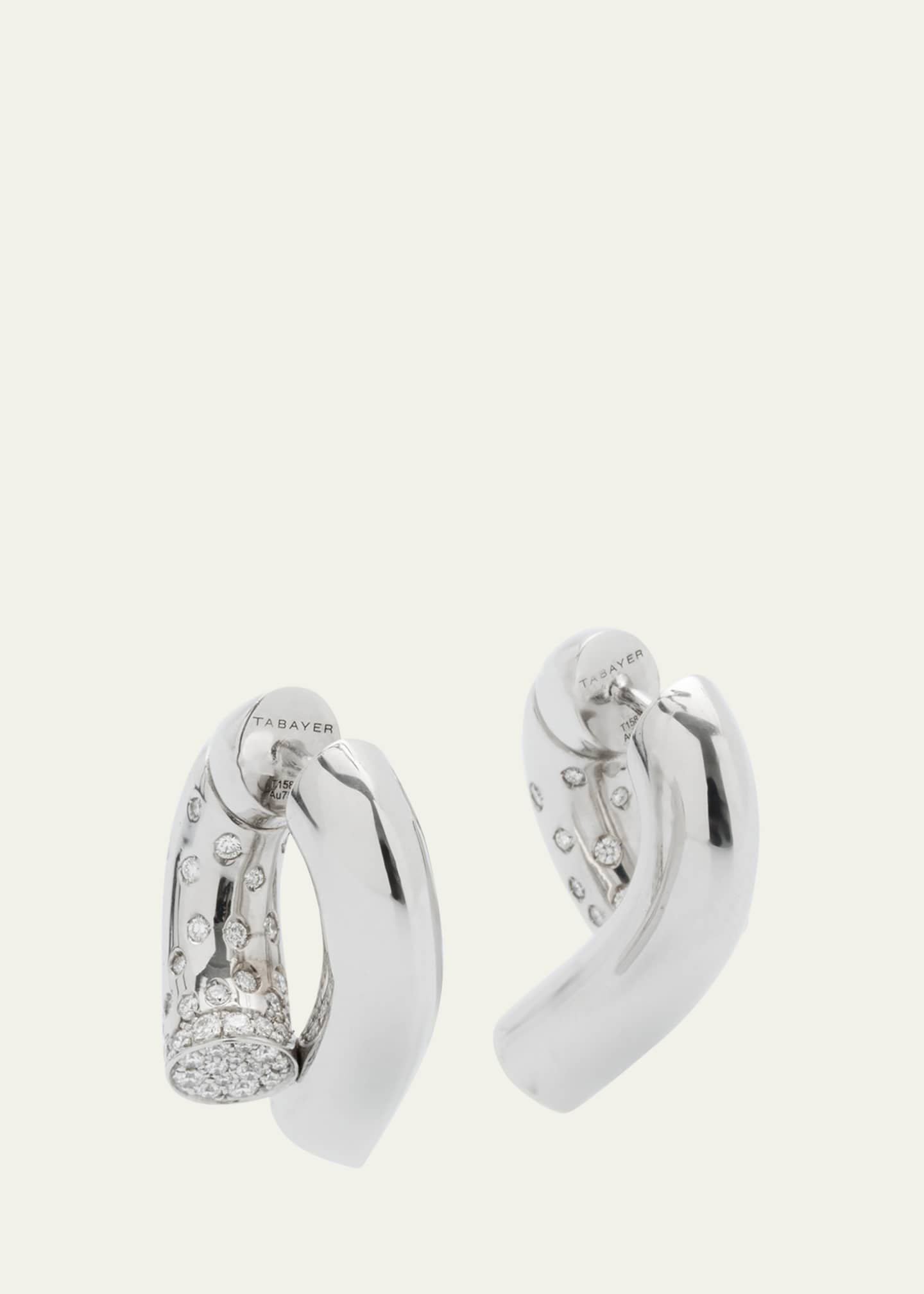 TABAYER 18k Fairmined White Gold Oera Hoop Earrings with Diamonds Image 1 of 4