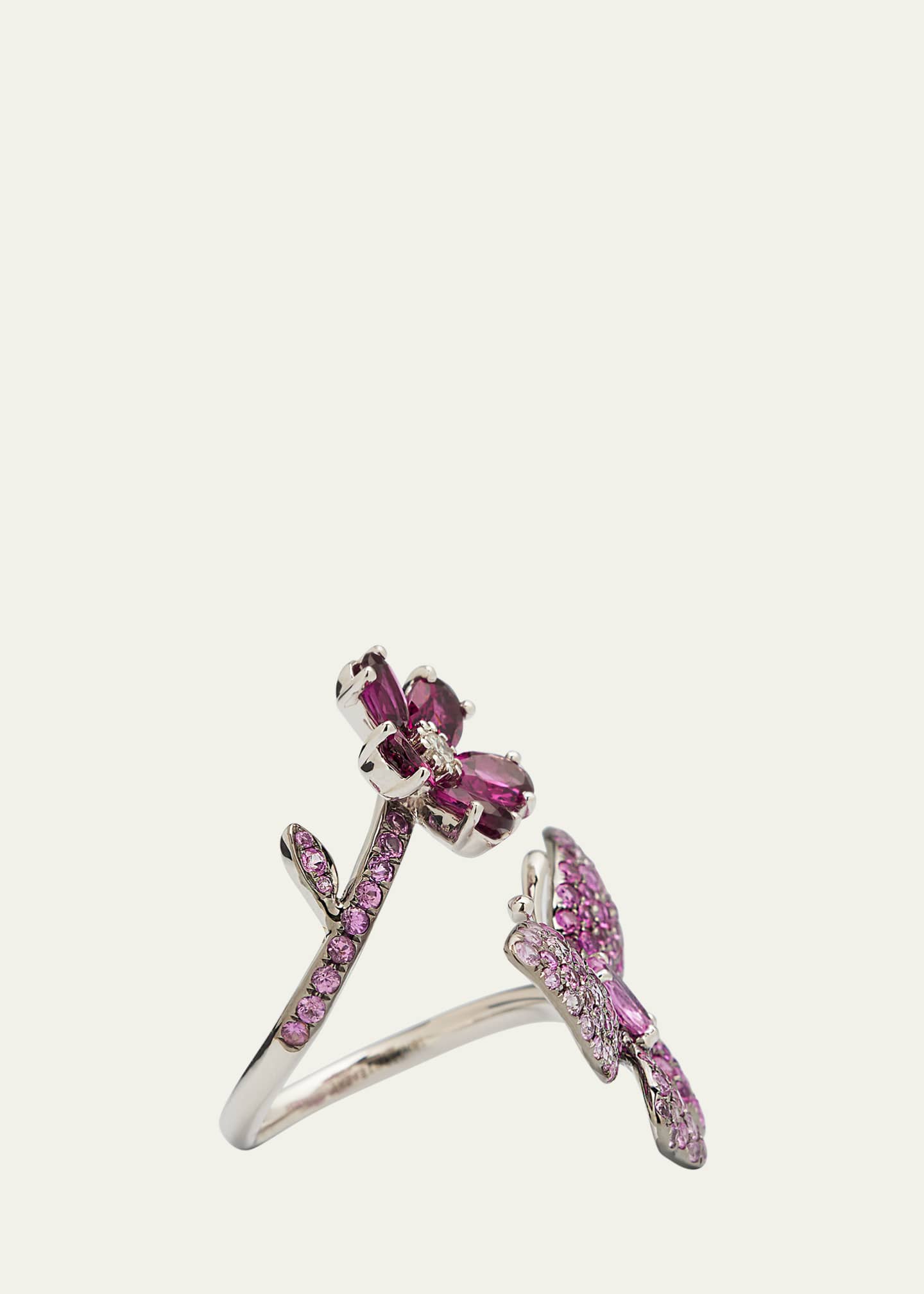 Stefere Rose Gold Pink Sapphire and Rhodolite Garnet Ring from The Butterfly Collection Image 4 of 4