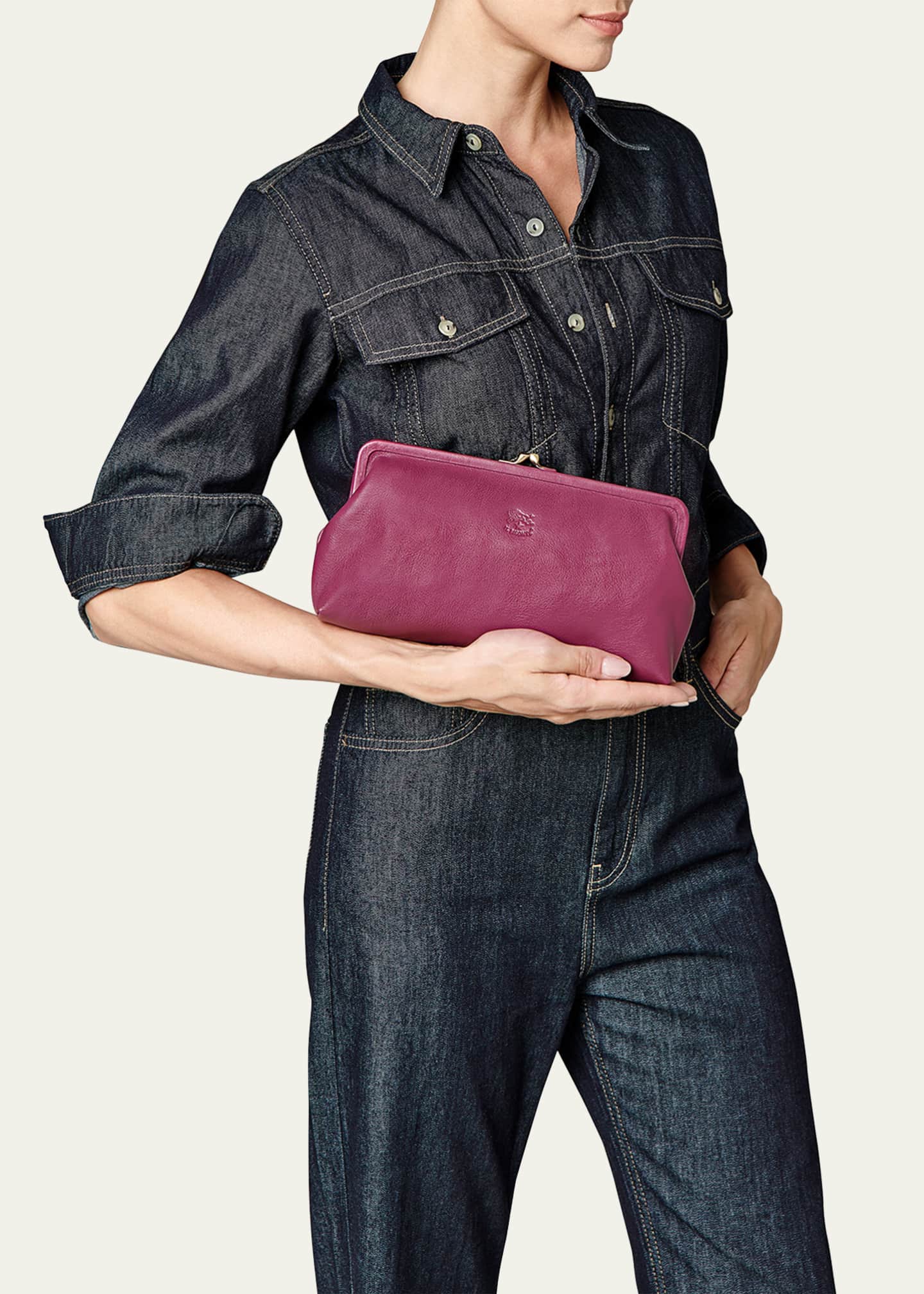 Il Bisonte Classic Vaccjetta Leather Clutch Bag Image 2 of 5