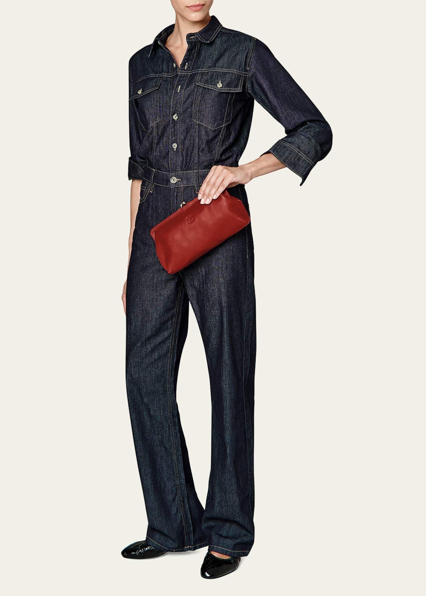 Il Bisonte Classic Vaccjetta Leather Clutch Bag Image 5 of 5