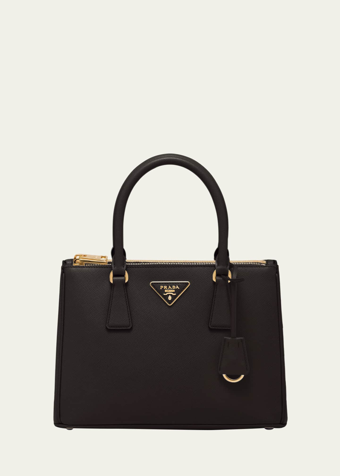 Galleria Medium Leather Bag in Black - Prada