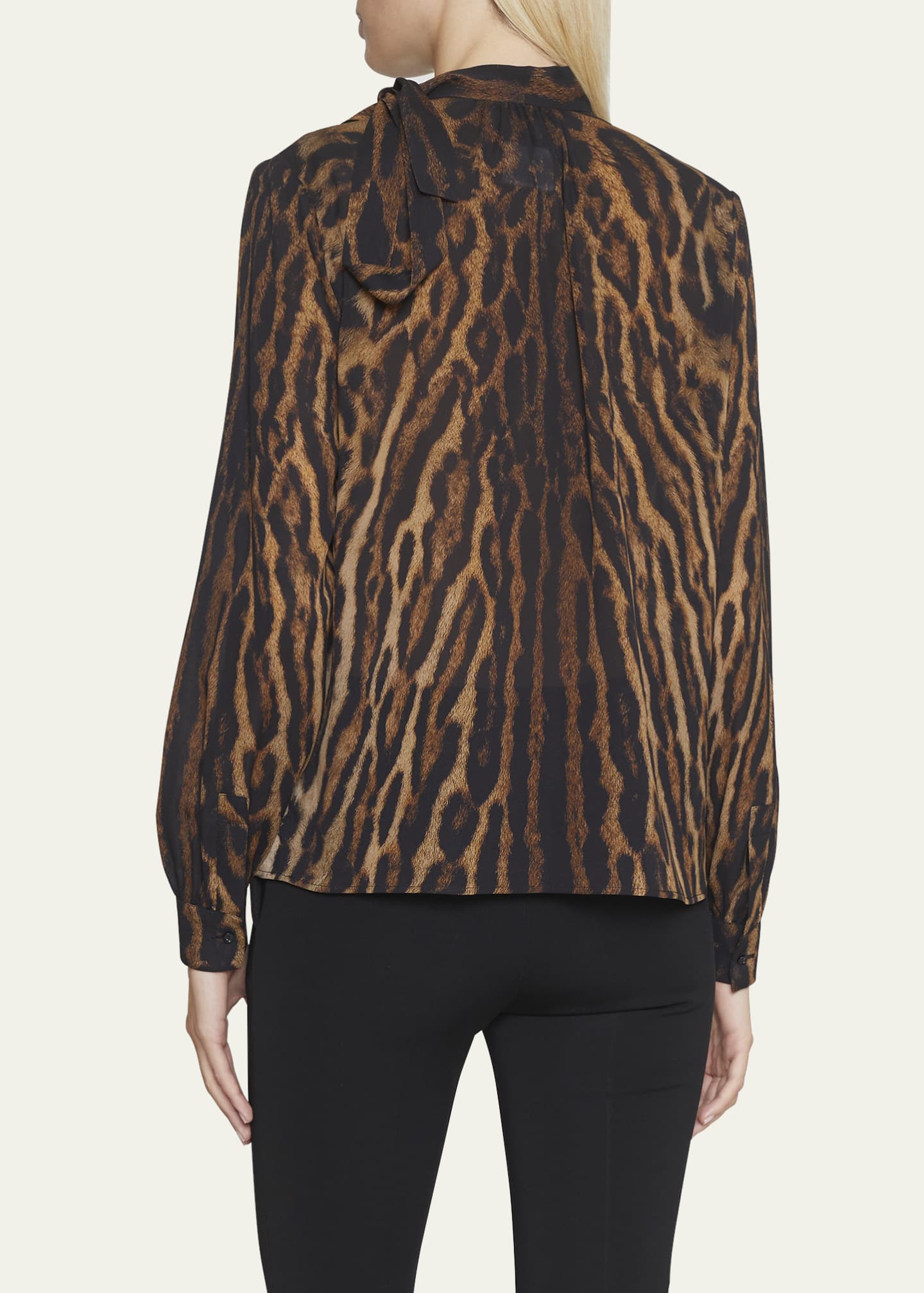 Givenchy Lavaliere Leopard-Print Scarf-Neck Silk Blouse - Bergdorf