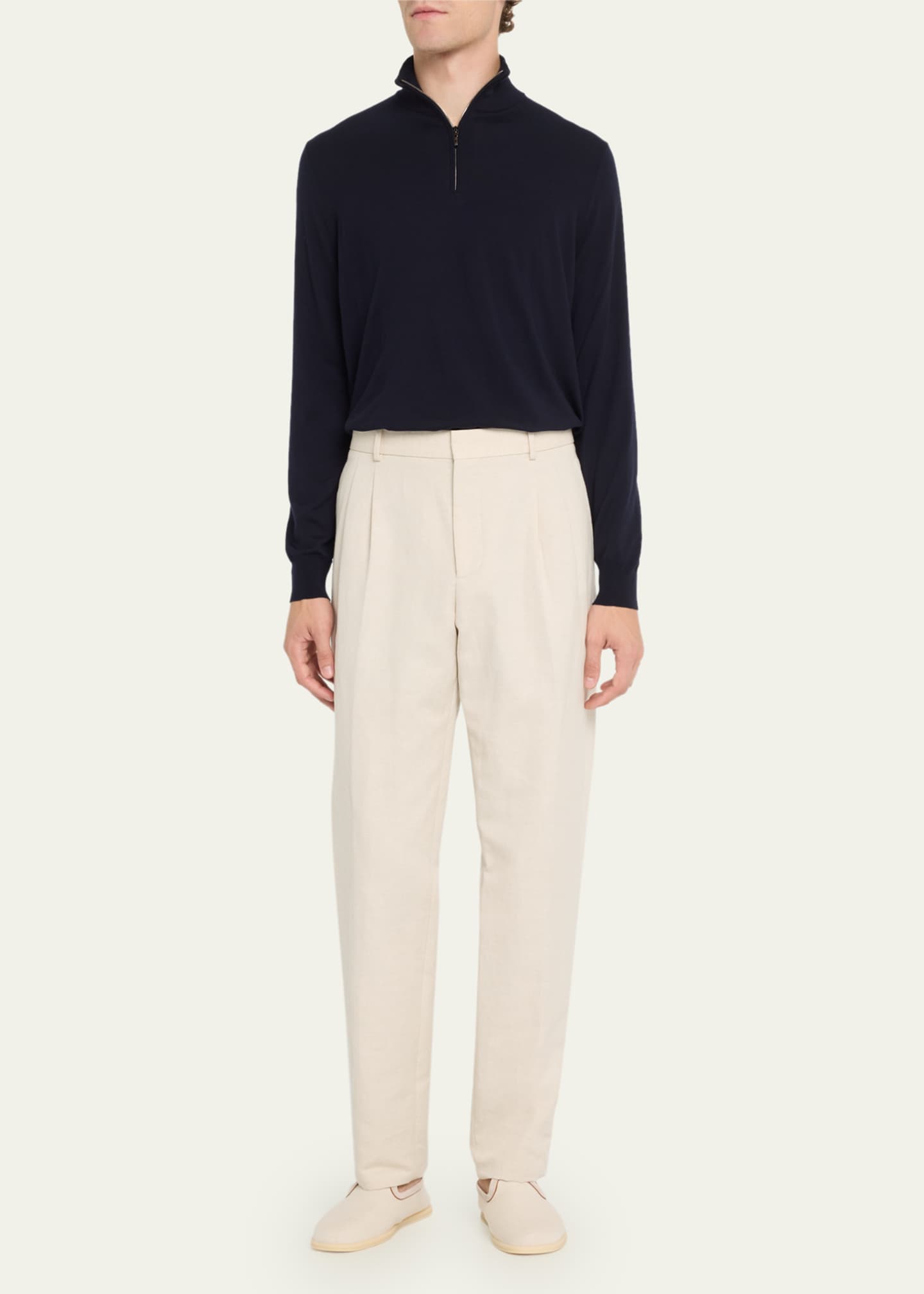Loro Piana Men's The Gift of Kings Mezzocollo Quarter-Zip Sweater Image 2 of 5