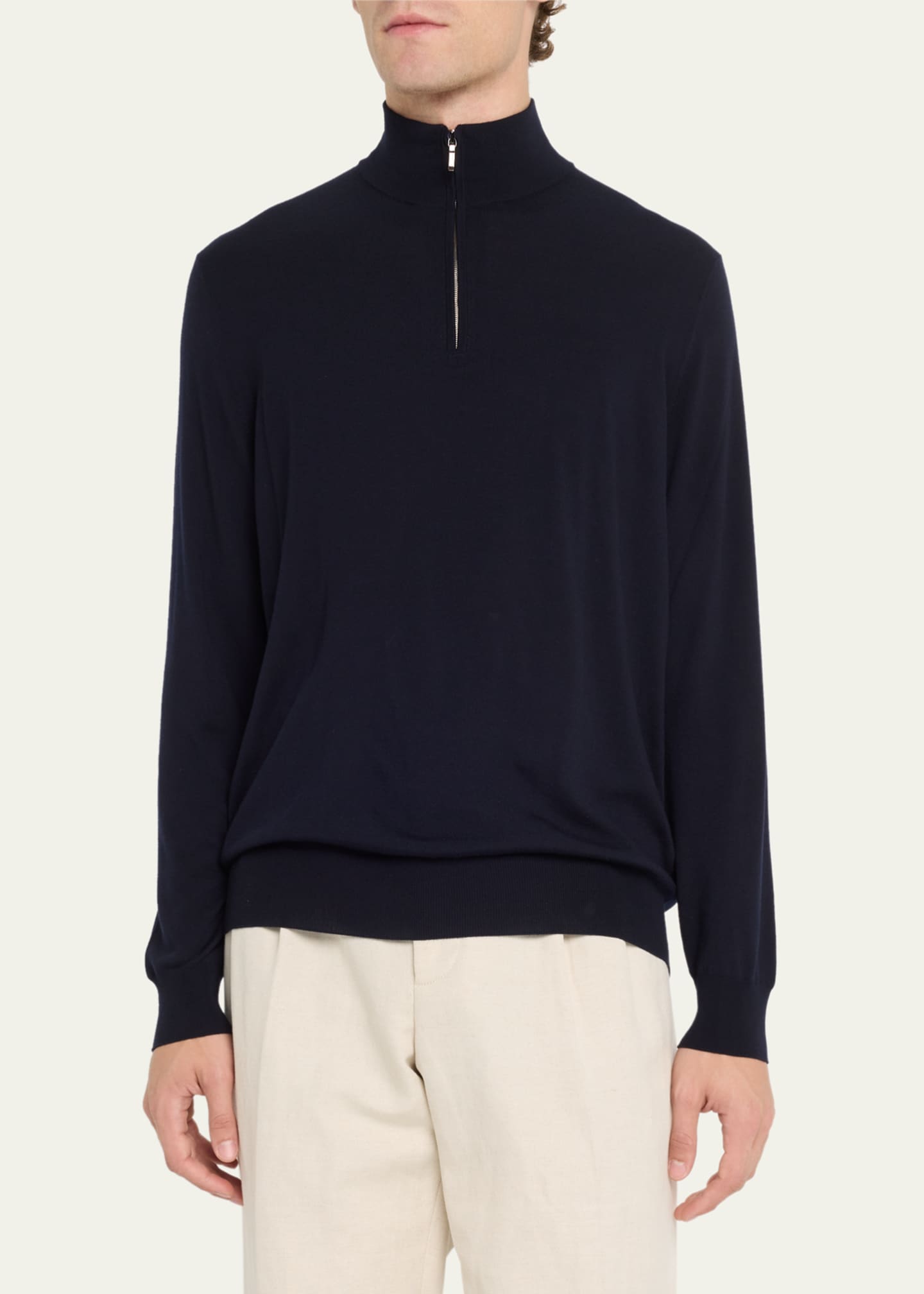 Loro Piana Men's The Gift of Kings Mezzocollo Quarter-Zip Sweater Image 4 of 5