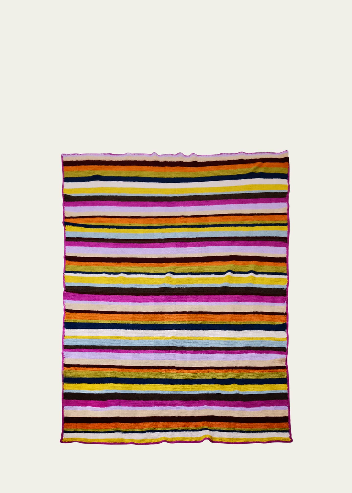 The Elder Statesman Busy Striped Crocheted Cashmere Blanket Bergdorf