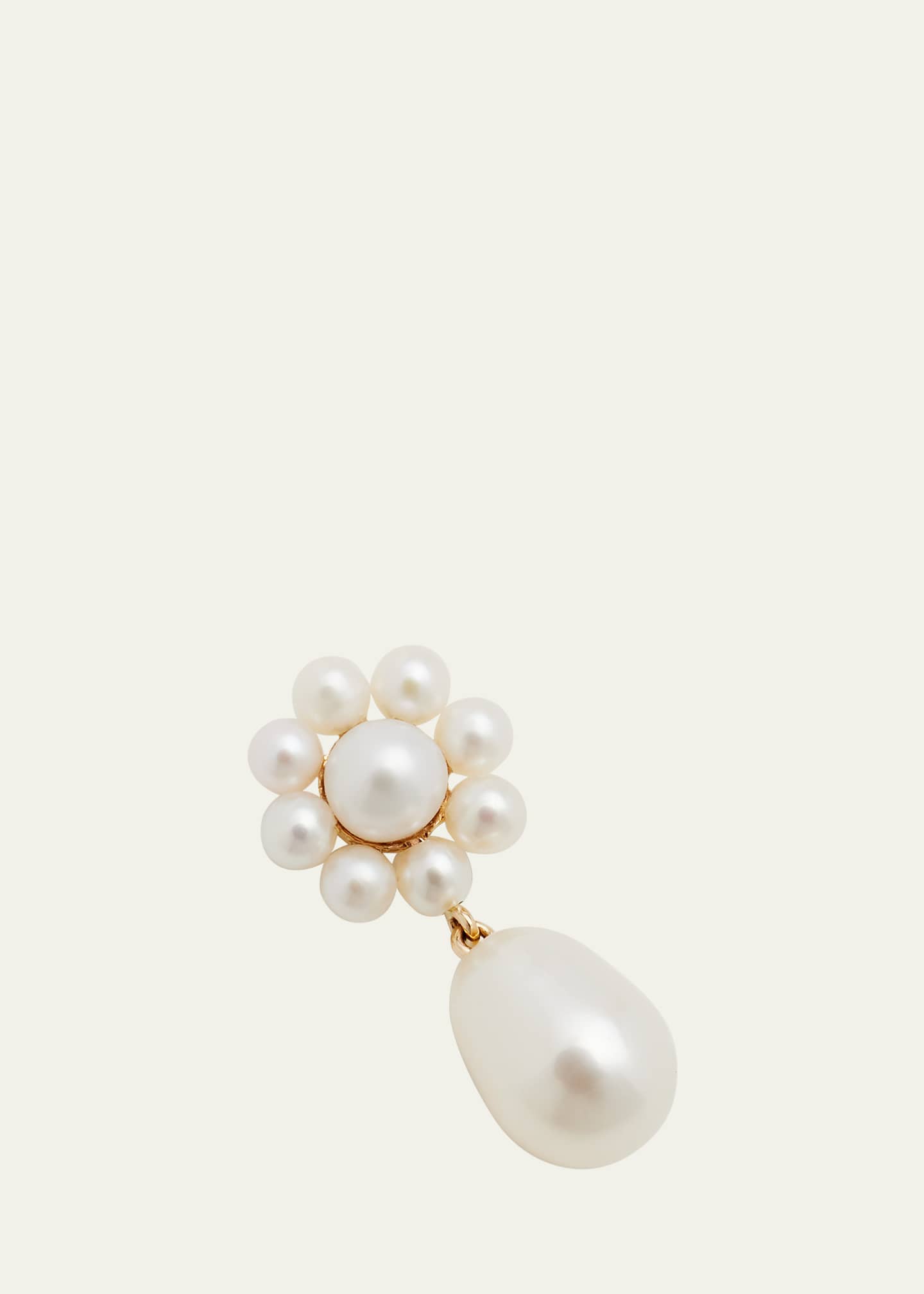 Sophie Bille Brahe Chambre de Fleur Freshwater Pearl Flower and Drop Earring in 14K Yellow Gold, Single Image 3 of 4