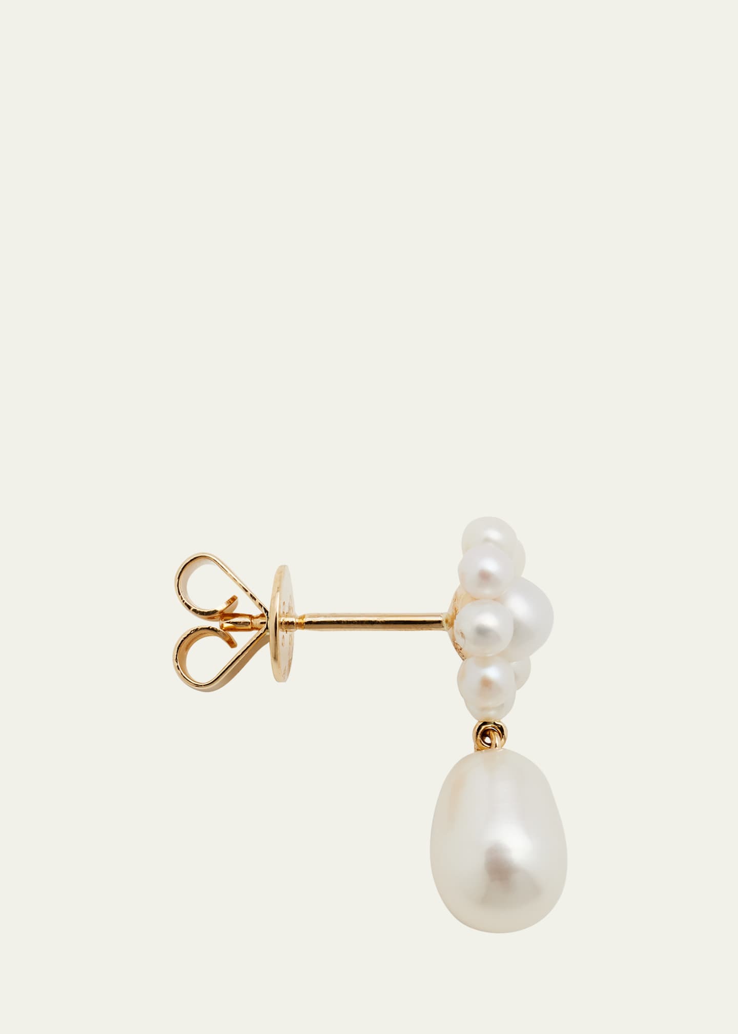 Sophie Bille Brahe Chambre de Fleur Freshwater Pearl Flower and Drop Earring in 14K Yellow Gold, Single Image 4 of 4