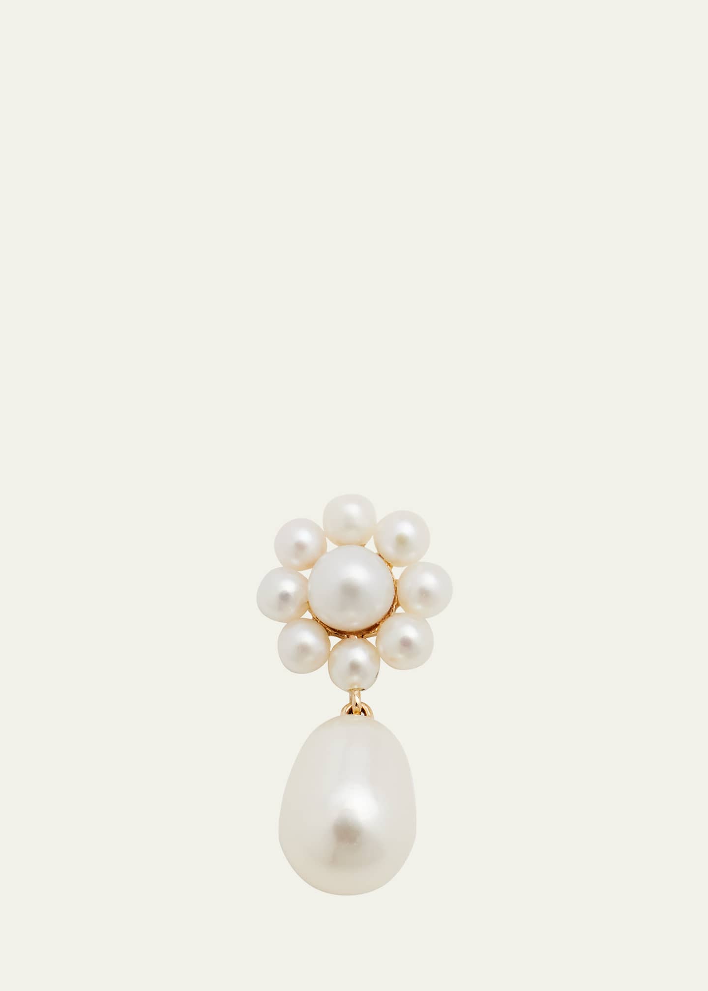 Sophie Bille Brahe Chambre de Fleur Freshwater Pearl Flower and Drop Earring in 14K Yellow Gold, Single Image 1 of 4