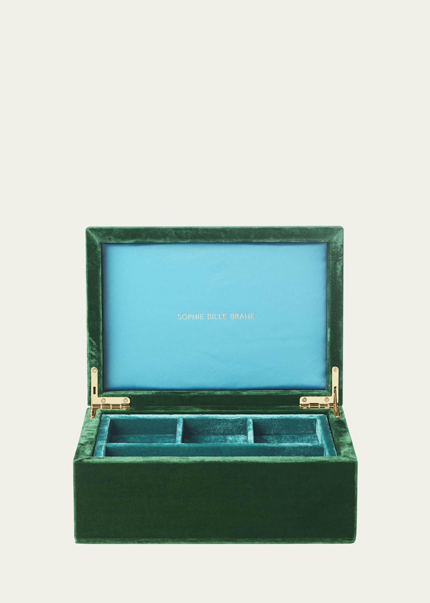 Sophie Bille Brahe Tresor Green Grande Large Jewelry Box in Velvet
