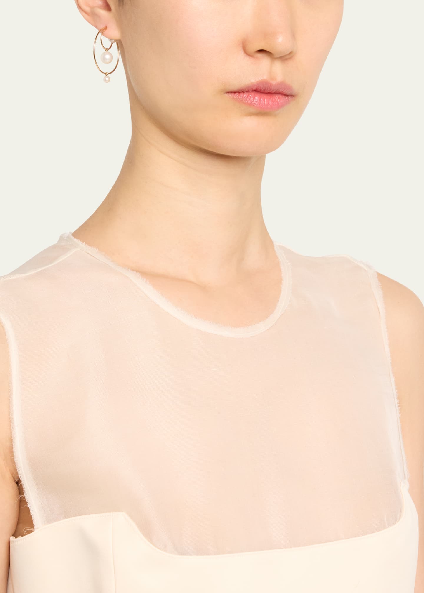 Sophie Bille Brahe Bain Perle Double Hoop Earring with Freshwater Pearls and 14K Yellow Gold, Single Image 2 of 4
