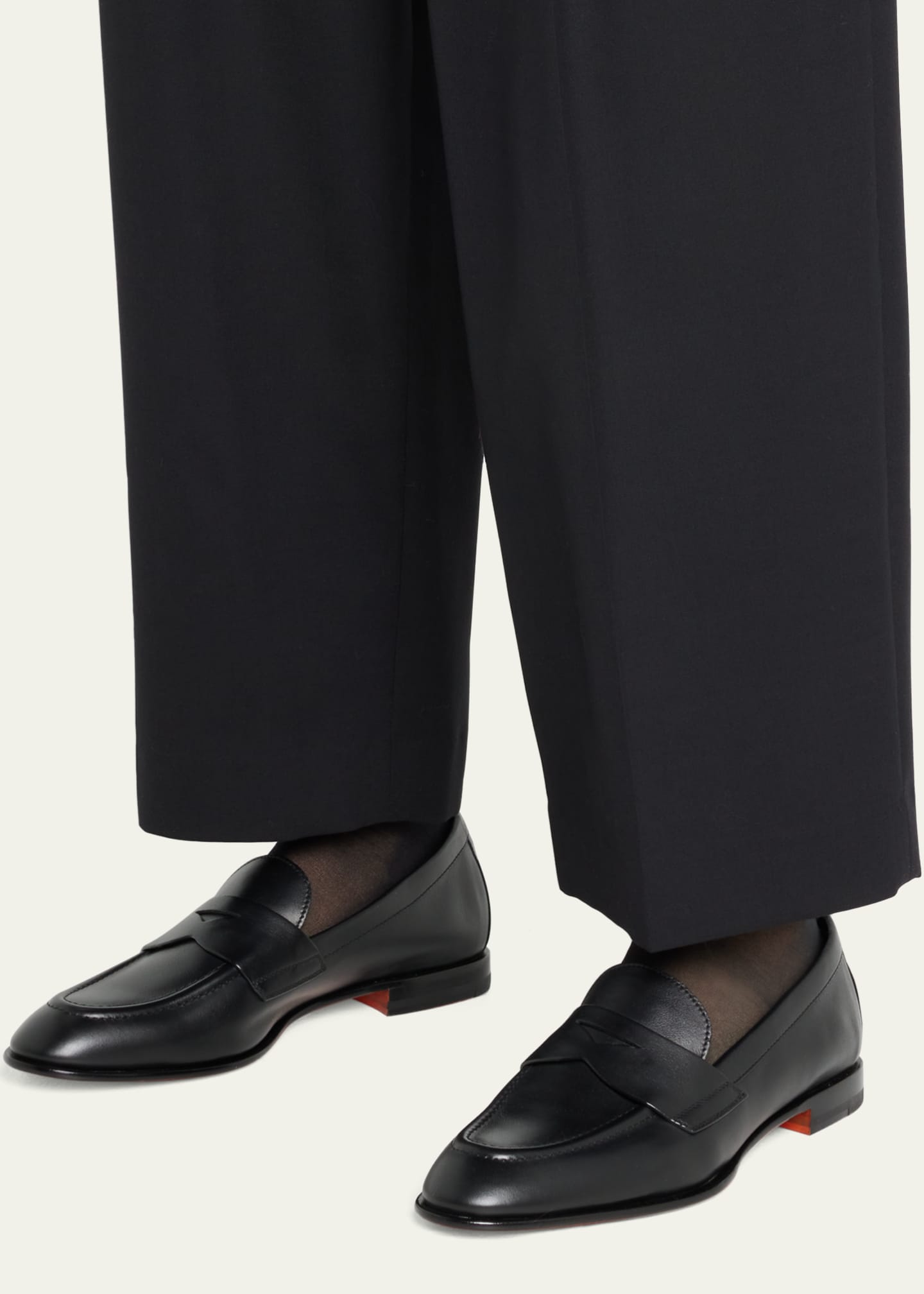 Santoni Famed Leather Penny Loafers Image 2 of 5