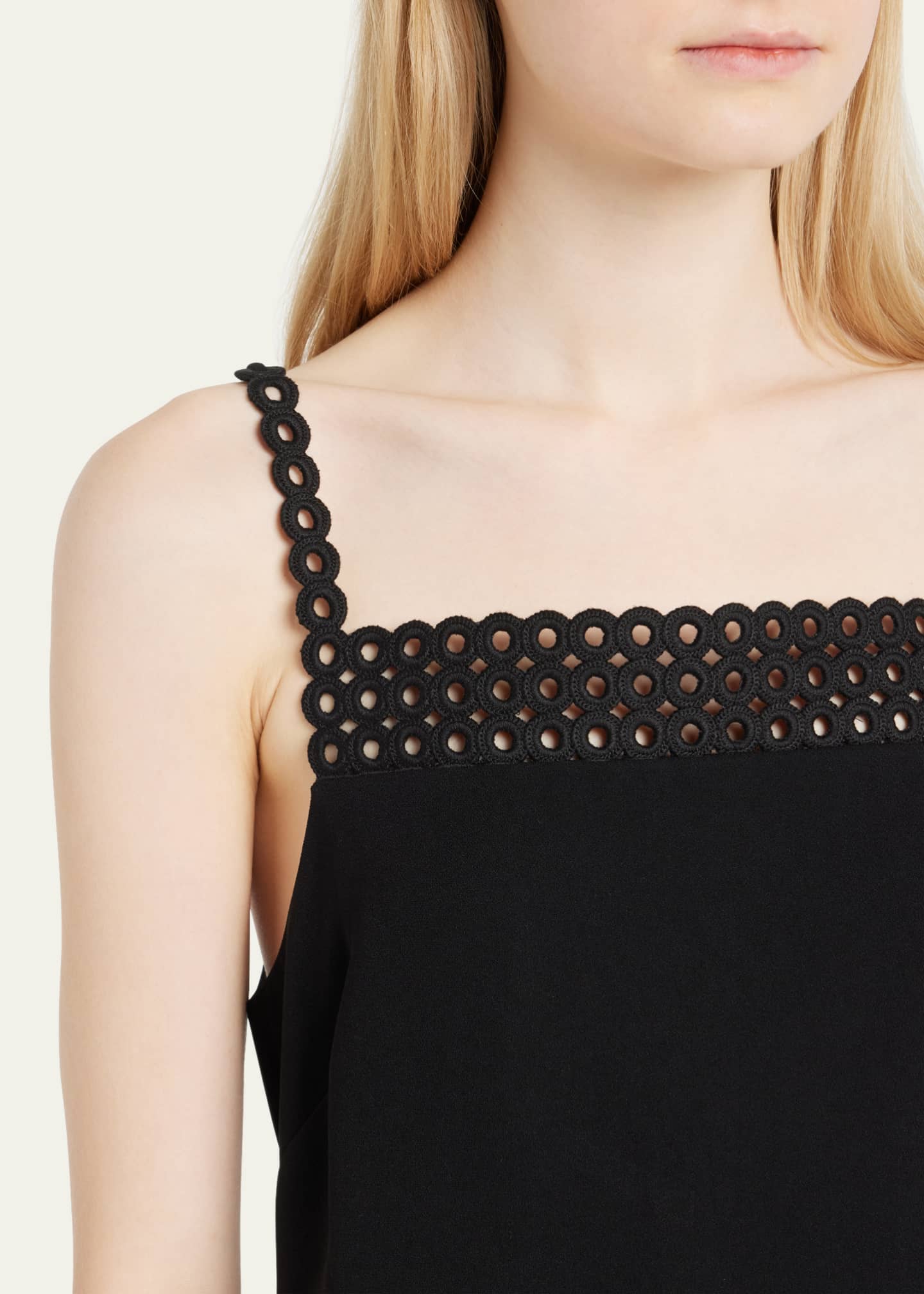 SIMKHAI Marlie Crochet Ring Crepe Mini Dress Bergdorf Goodman