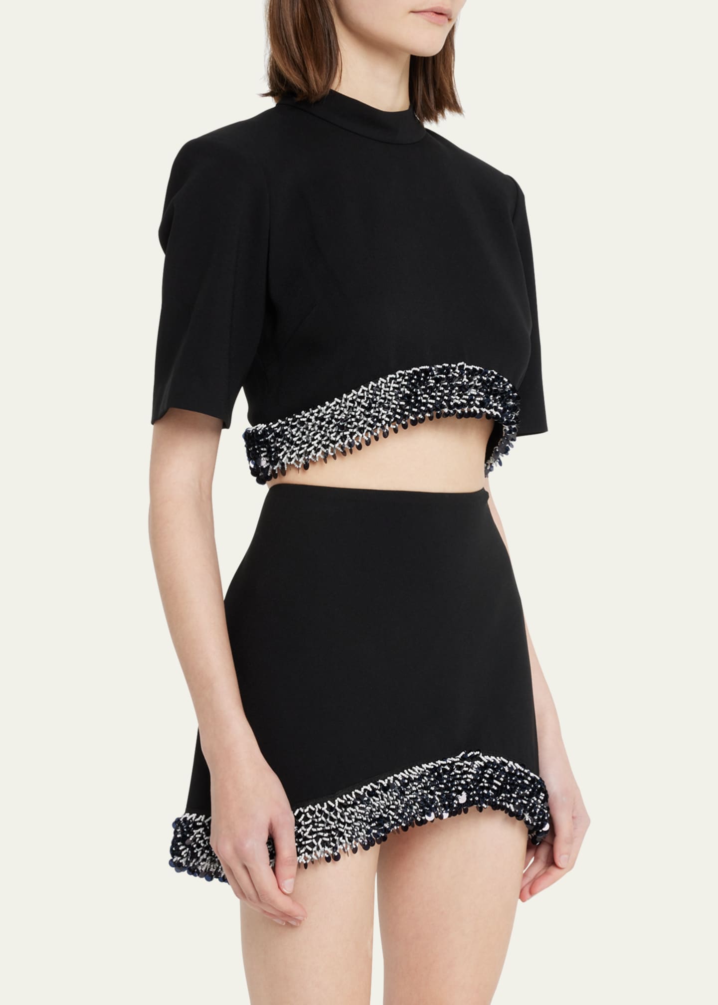 SIMKHAI Jalen Embellished Crepe Crop Top Bergdorf Goodman