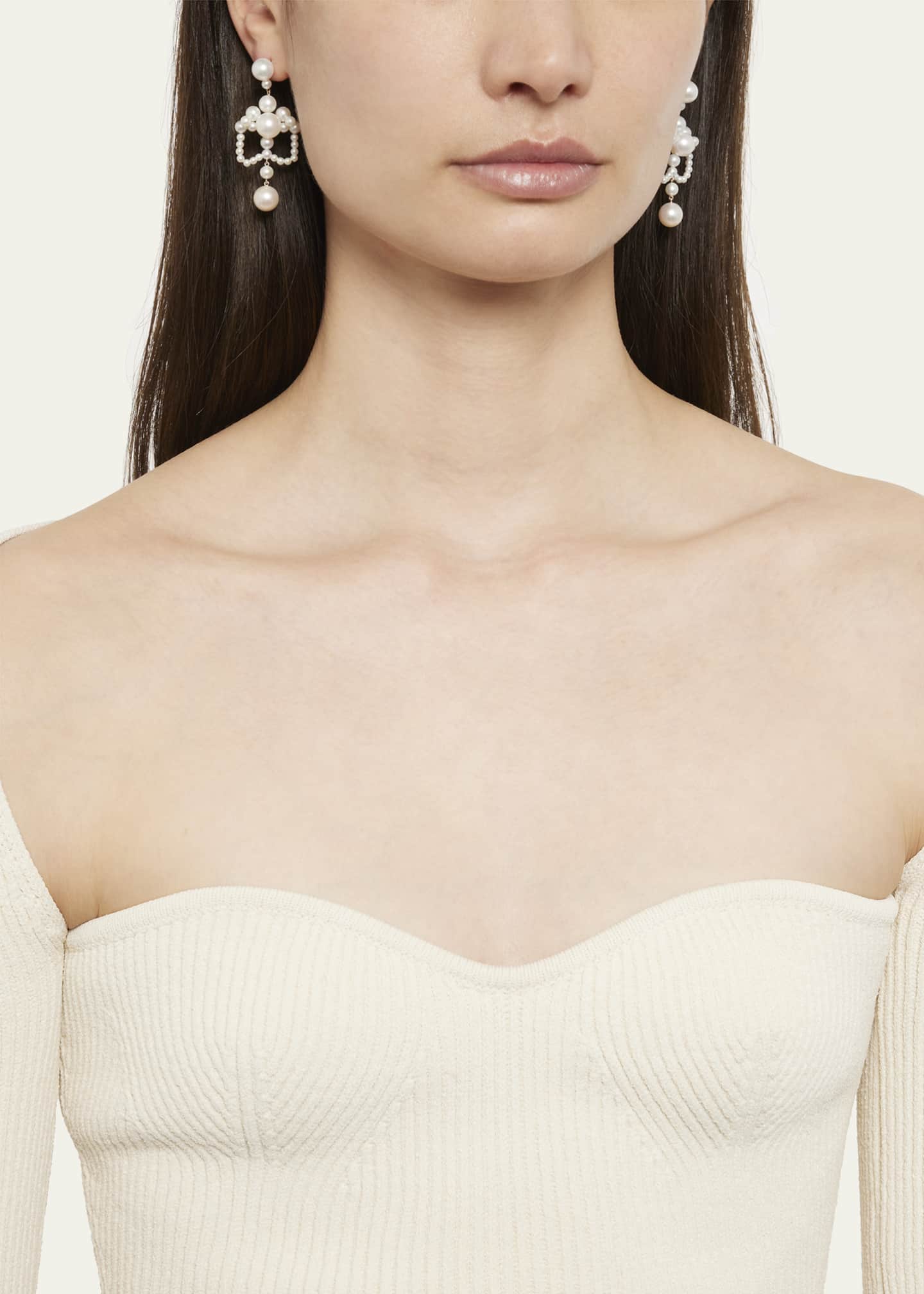 Sophie Bille Brahe Grand Chateau de Perles Chandelier Earrings with Freshwater Pearls in 14K Yellow Gold Image 2 of 4