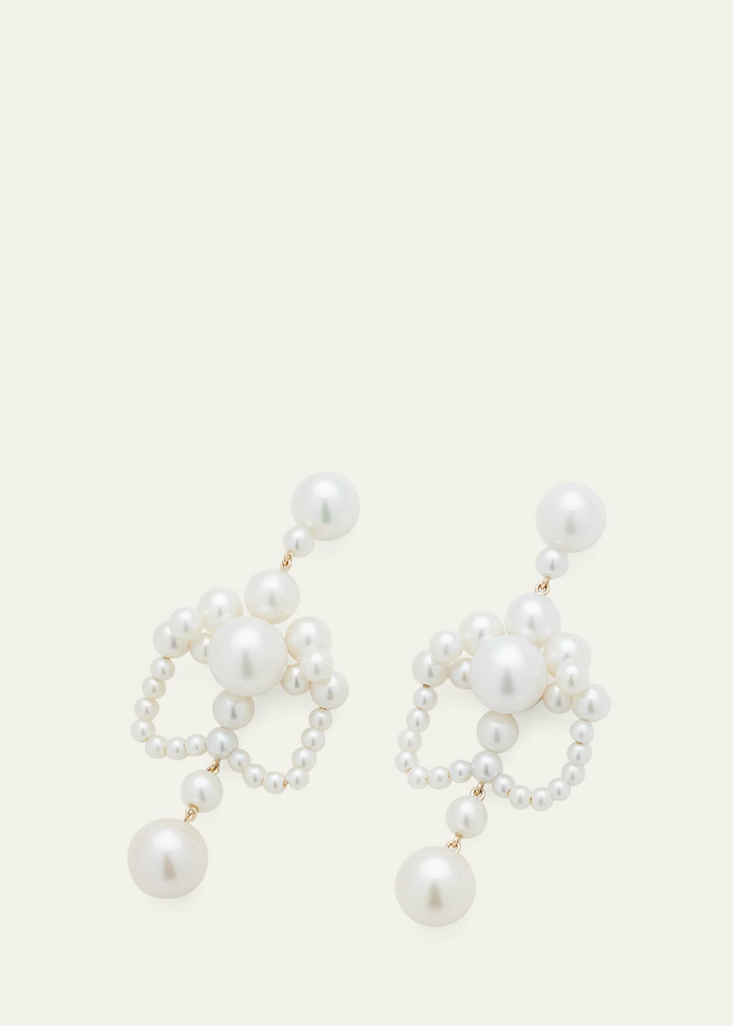 Sophie Bille Brahe Grand Chateau de Perles Chandelier Earrings with Freshwater Pearls in 14K Yellow Gold Image 3 of 4