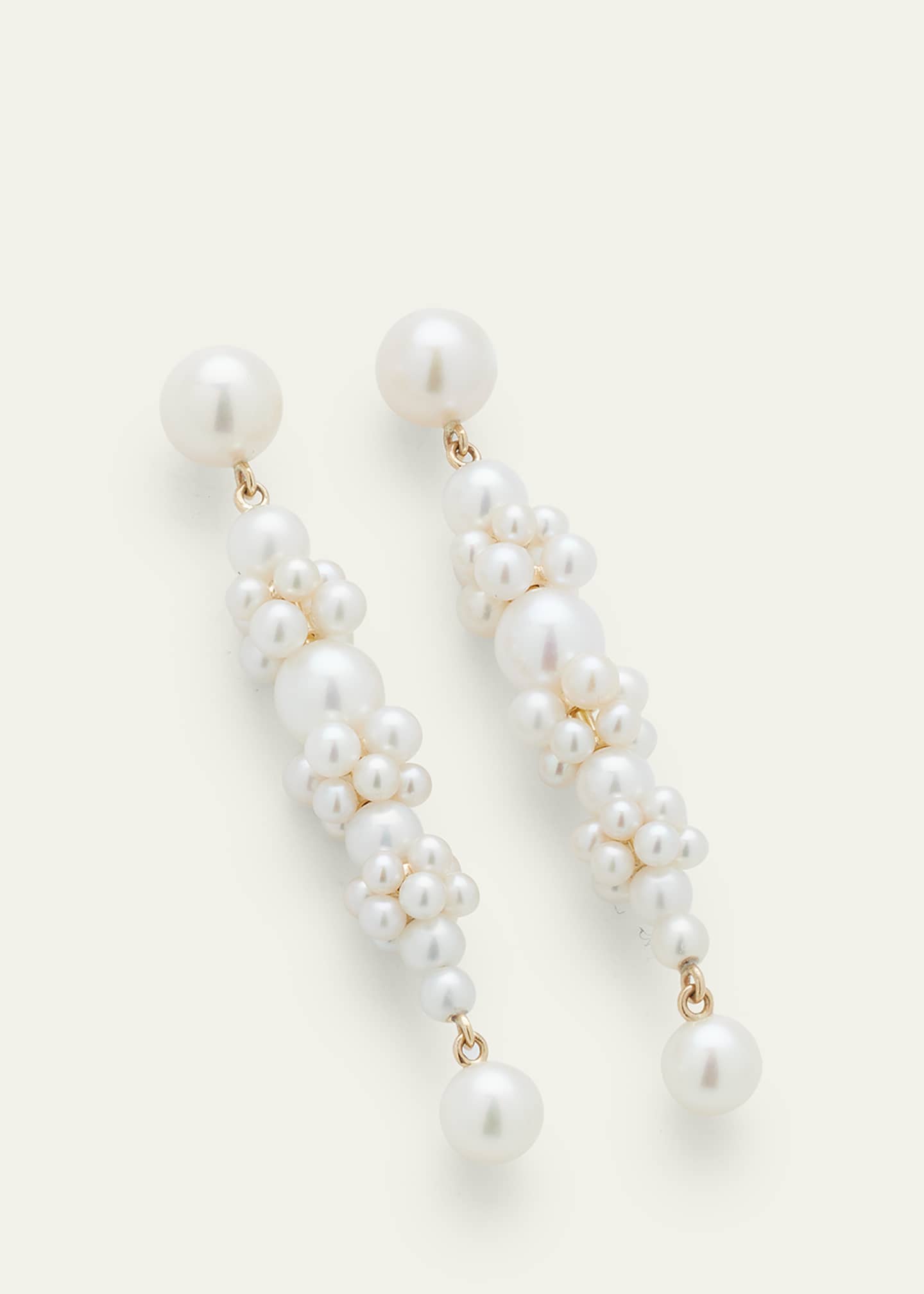 Sophie Bille Brahe Grand Escalier de la Reine Pearl Cluster Drop Earrings in 14K Yellow Gold Image 3 of 4