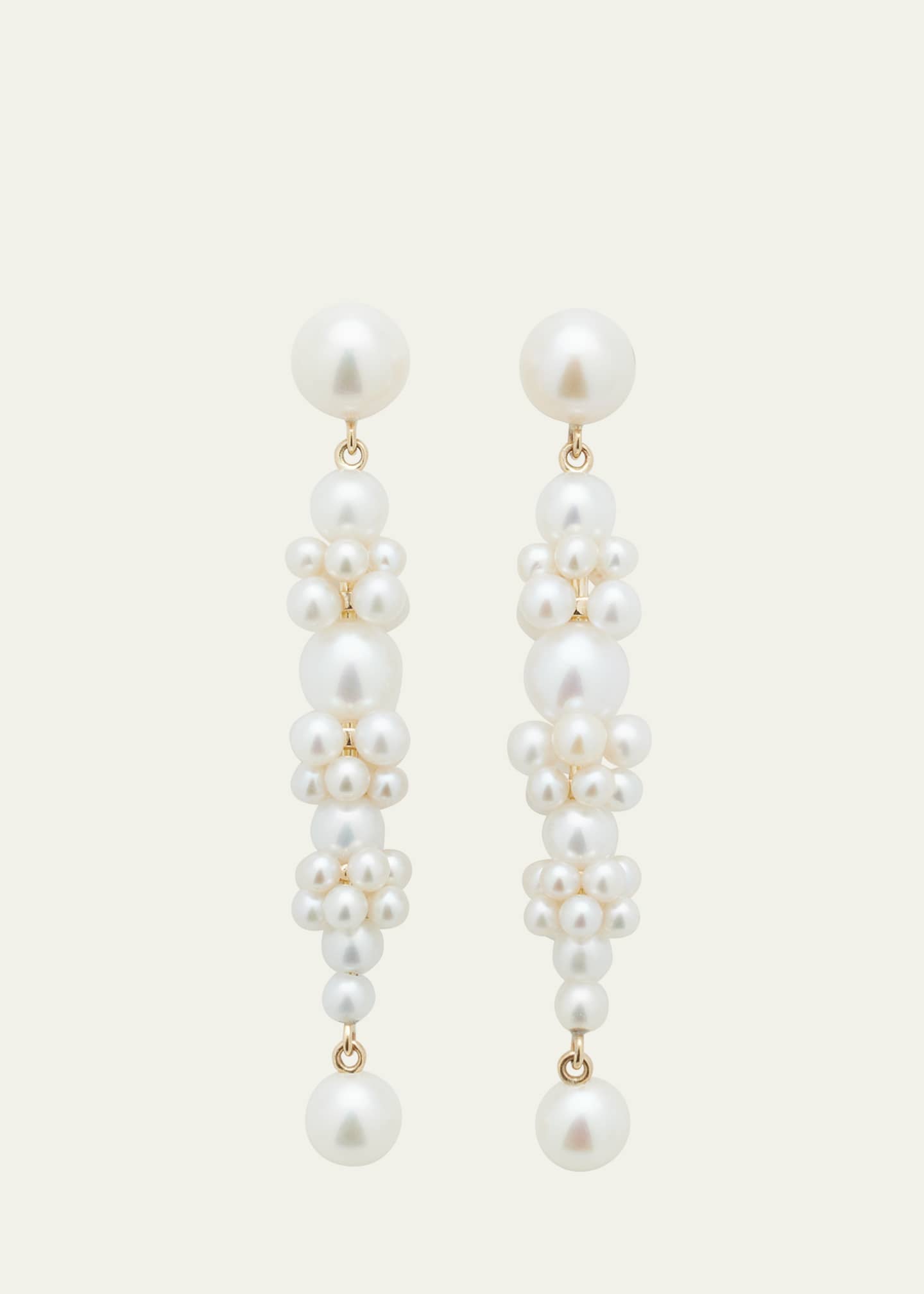 Sophie Bille Brahe Grand Escalier de la Reine Pearl Cluster Drop Earrings in 14K Yellow Gold Image 1 of 4