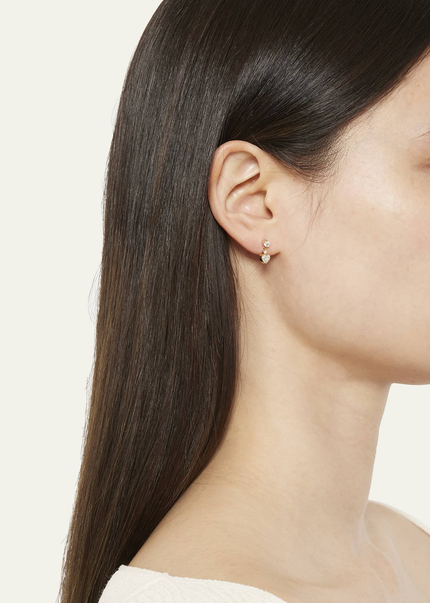 Sophie Bille Brahe Chambre Diamond Heart Drop Earring in 18K Yellow Gold, Single Image 2 of 4