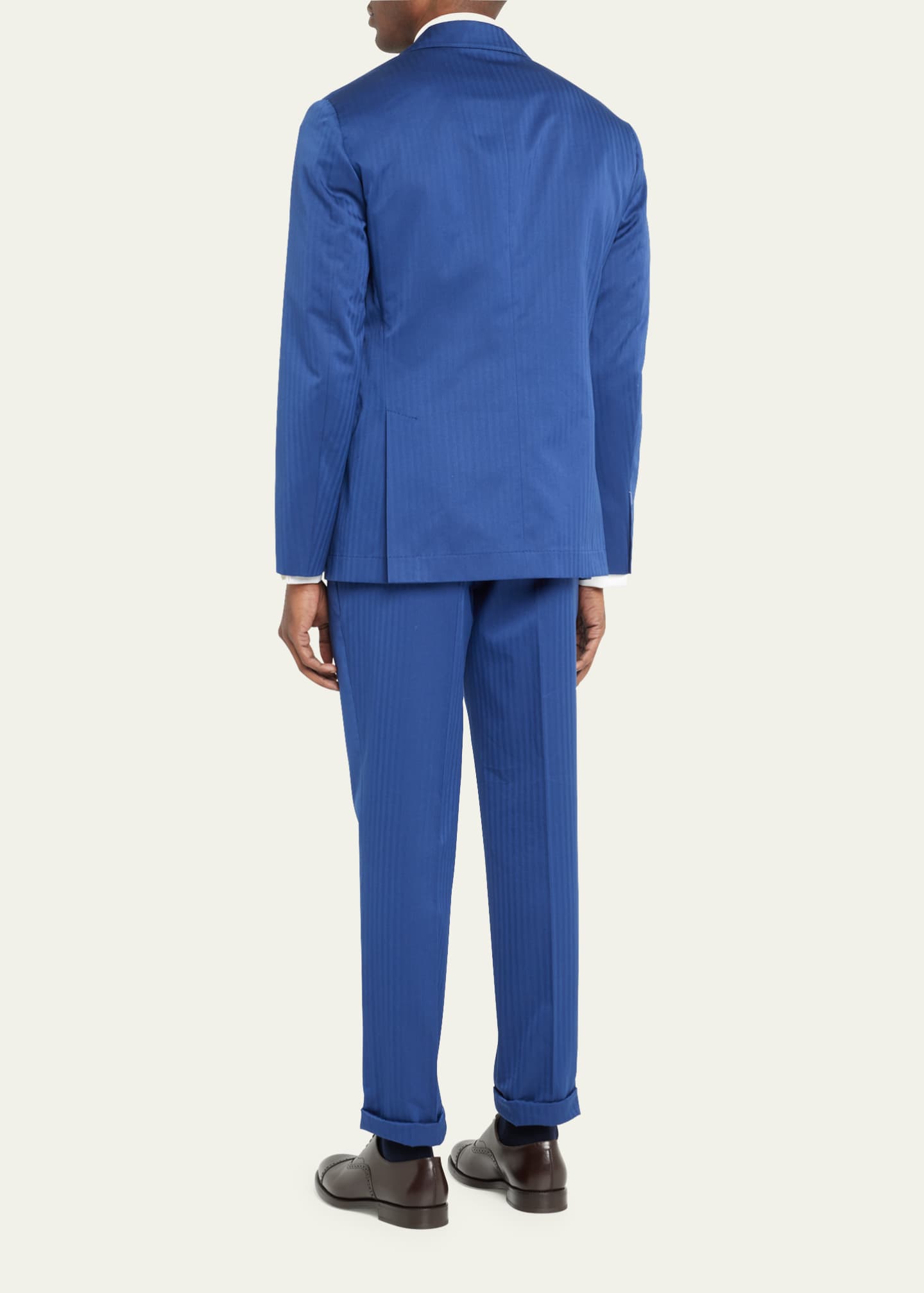 Brunello Cucinelli Men’s Cotton Chevron Solaro 2-Piece Suit Image 2 of 5