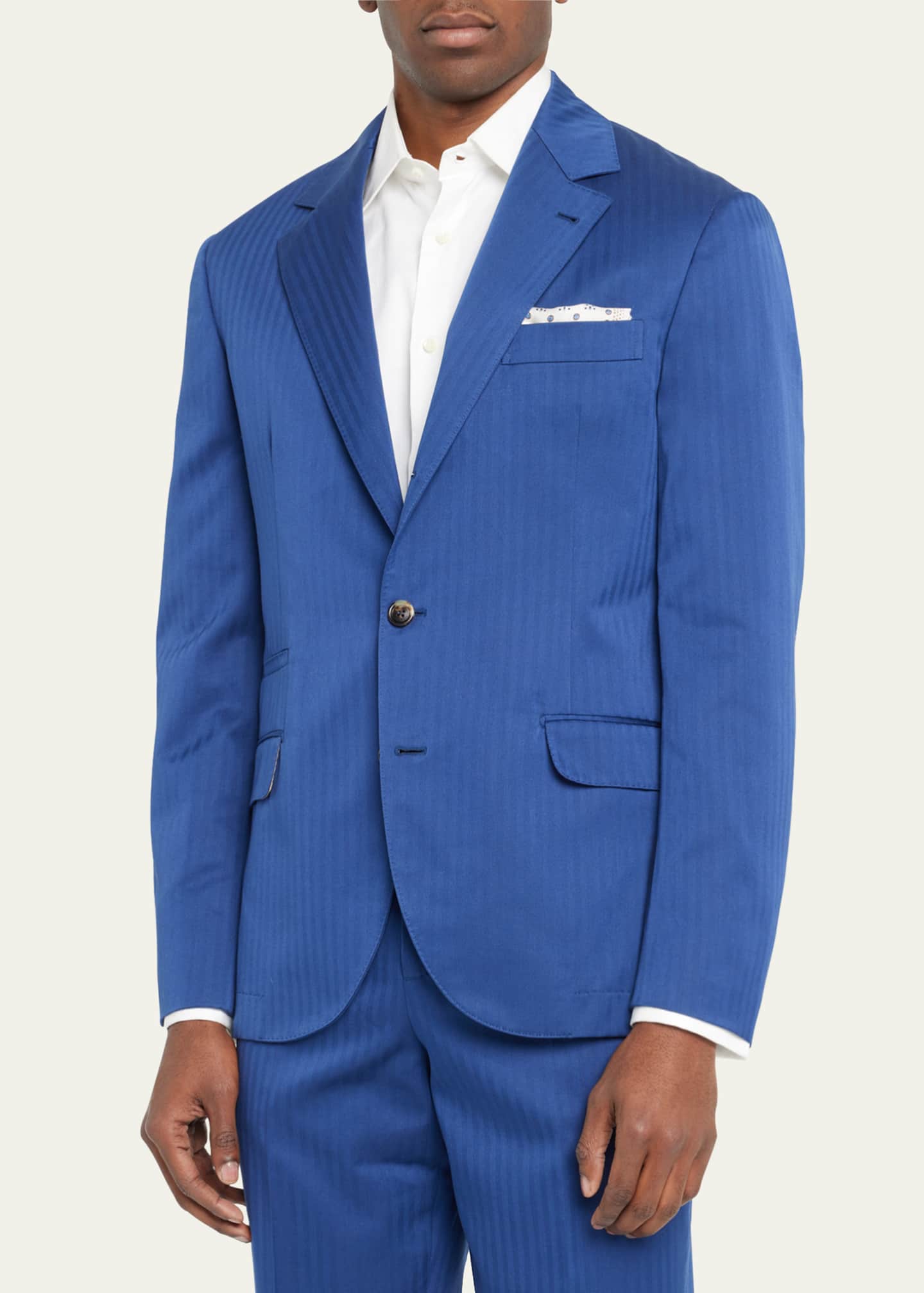 Brunello Cucinelli Men’s Cotton Chevron Solaro 2-Piece Suit Image 3 of 5
