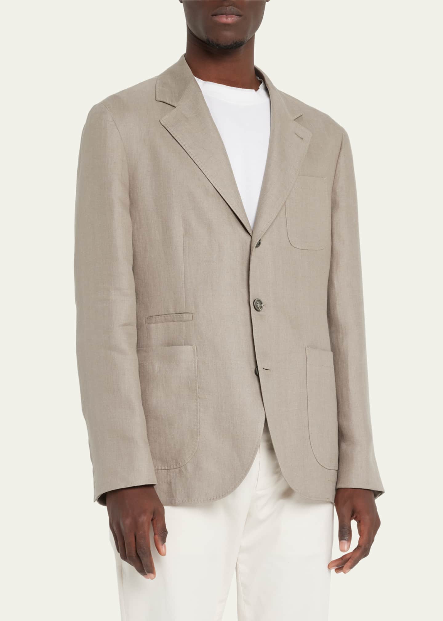 Brunello Cucinelli Men's Chevron Linen Sport Coat Image 4 of 5
